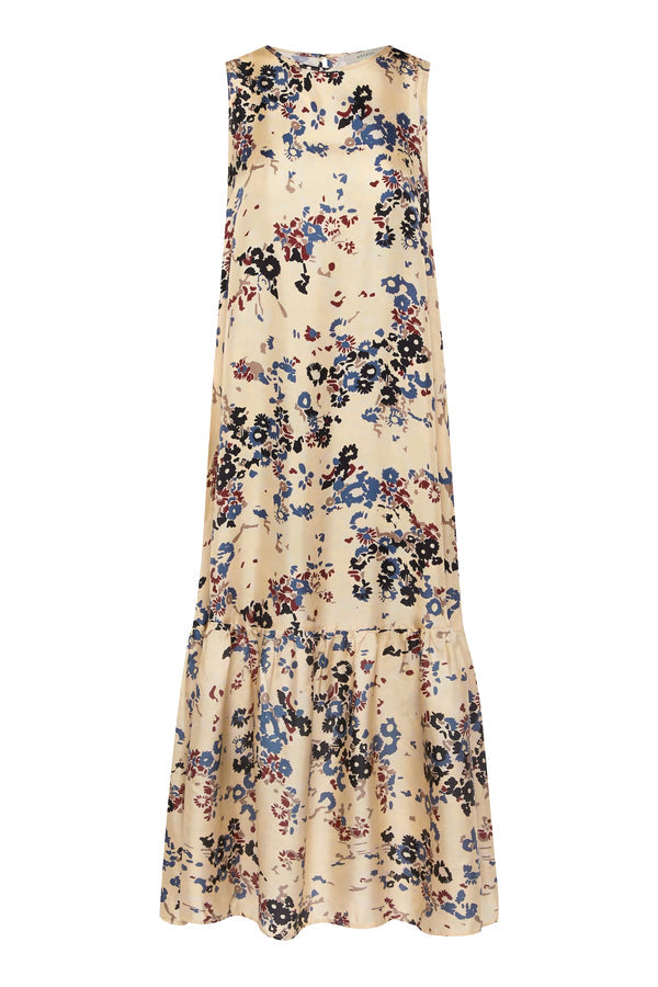 Rhea Dress Winter Flower Cream Silk Twill