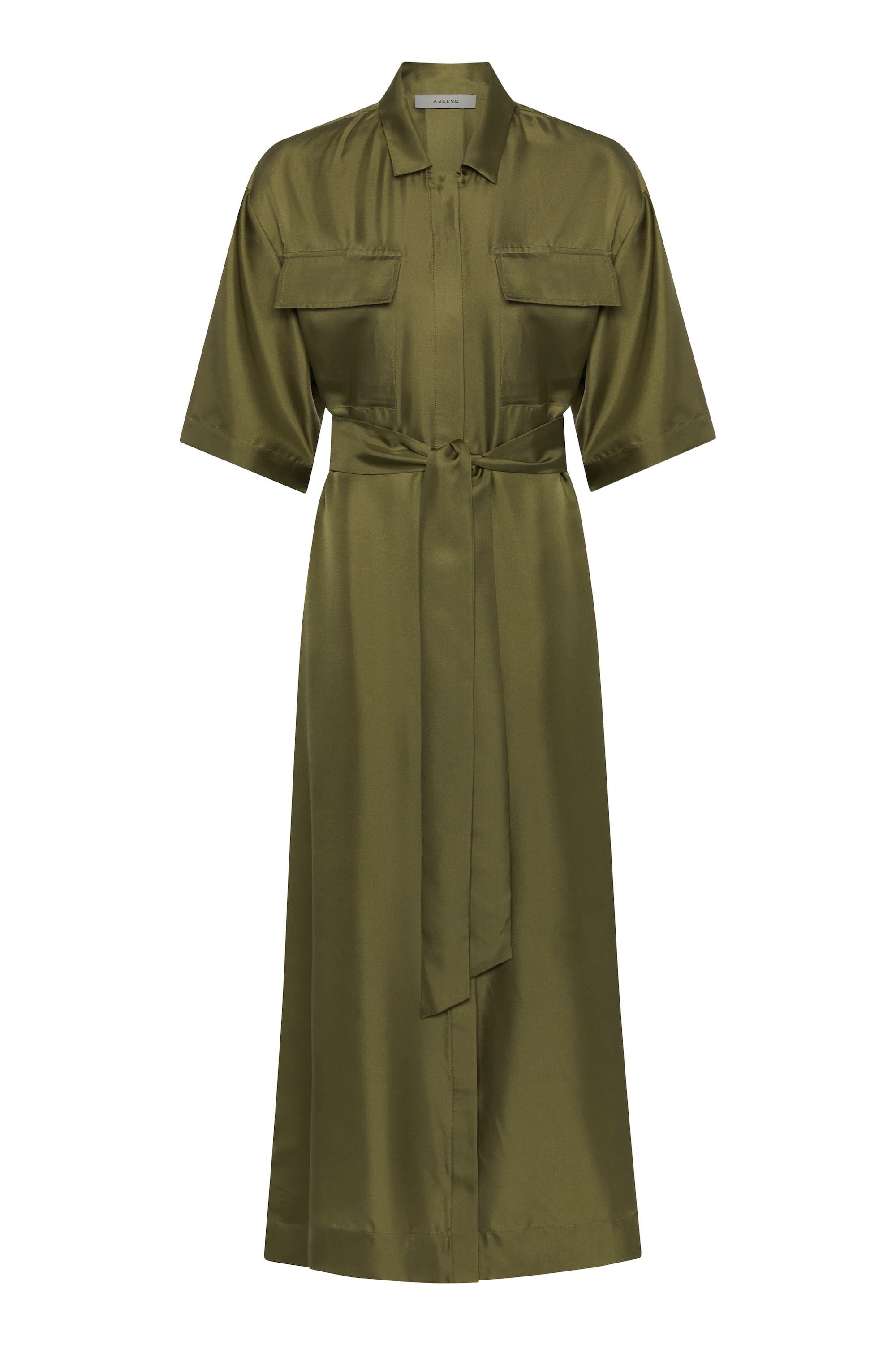 Amina Dress Khaki Silk Twill