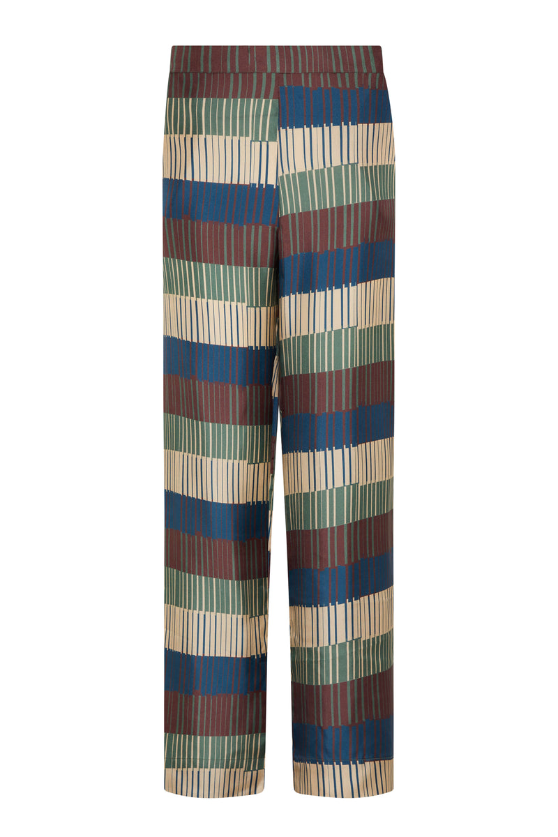 London Pyjama Bottom Multi Tile Stripe Silk Twill