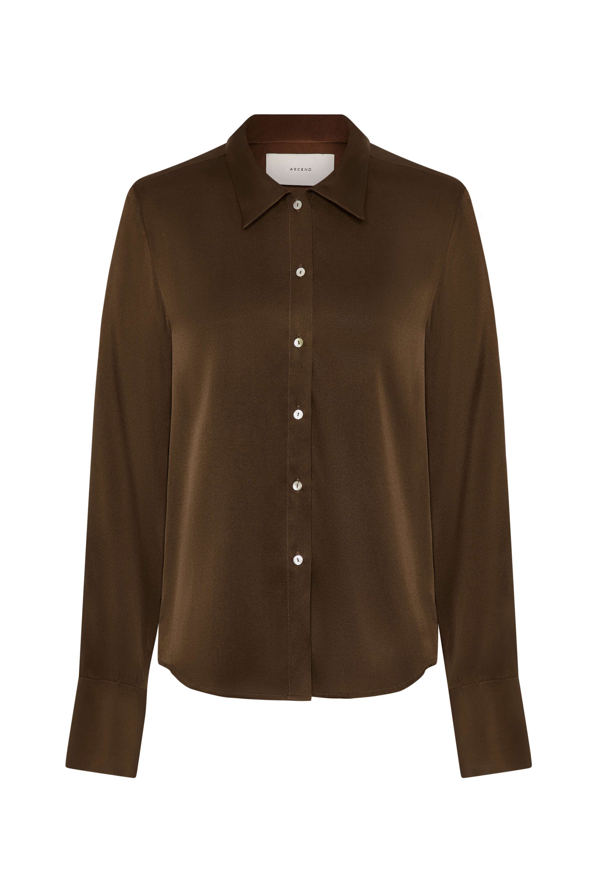 Rylie Shirt Chocolate Brown Heavy Silk Satin