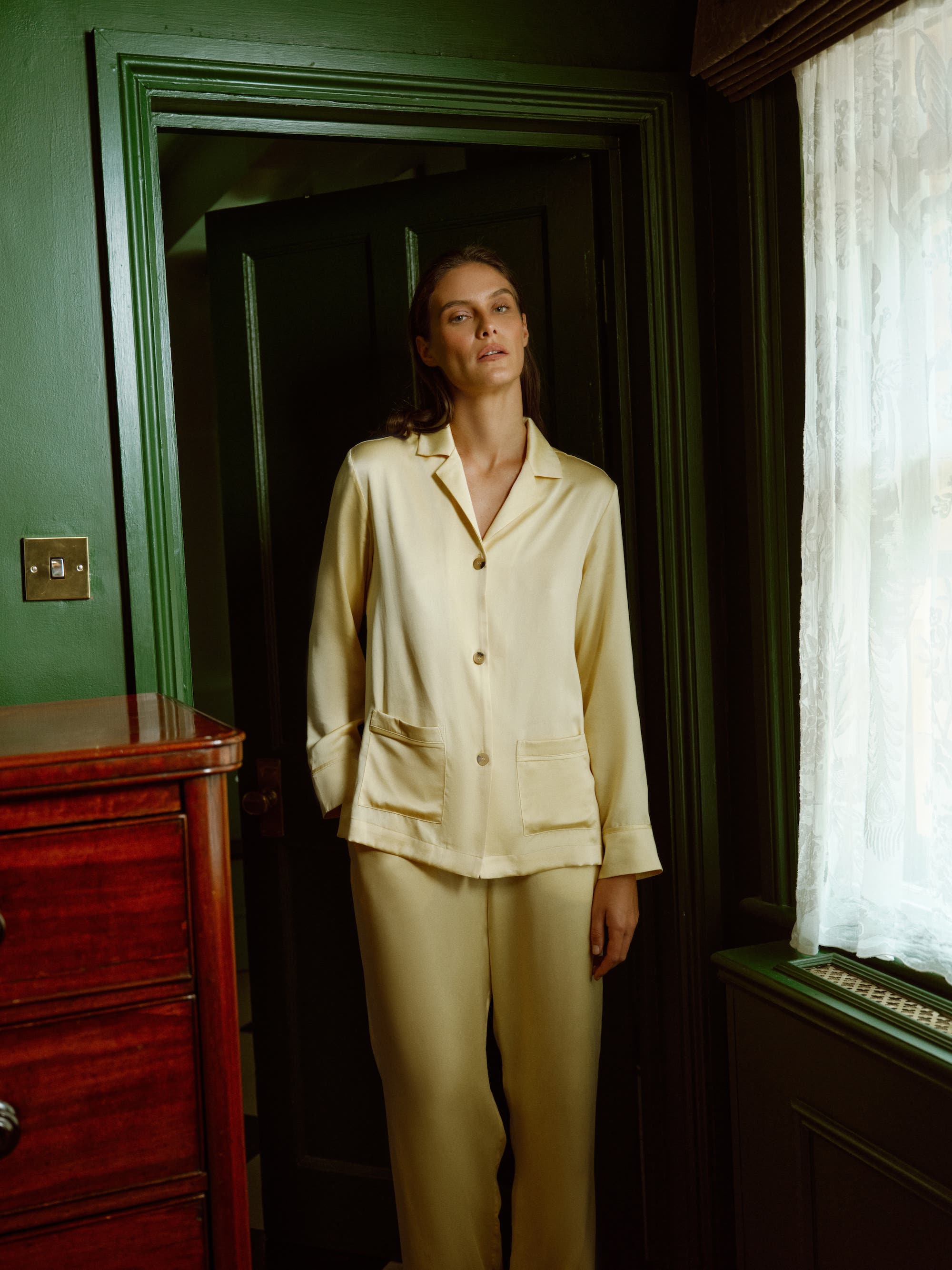 Beverly Shirt Lemon Silk Charmeuse