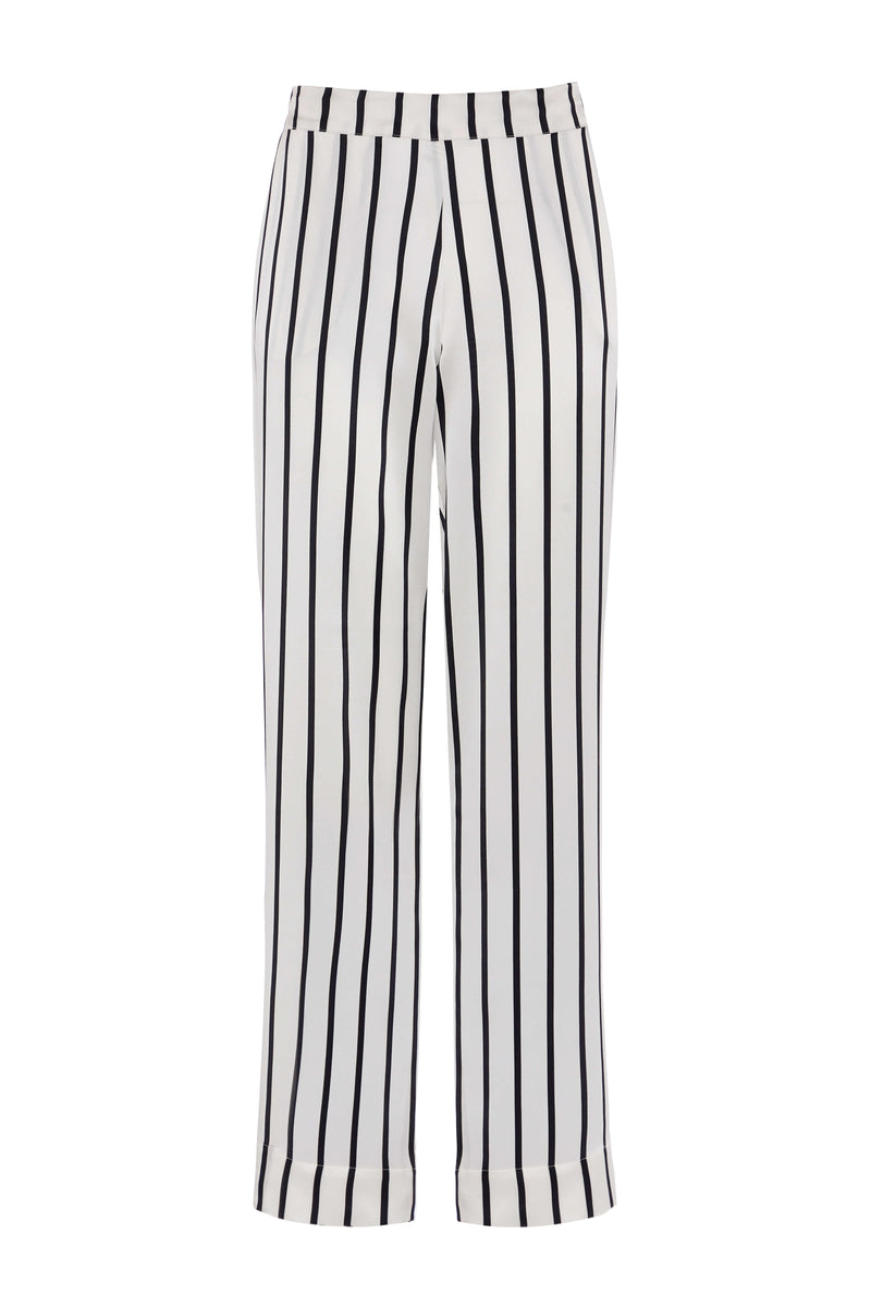 Sydney Cropped Pyjama Top Black Ecru Edged Silk