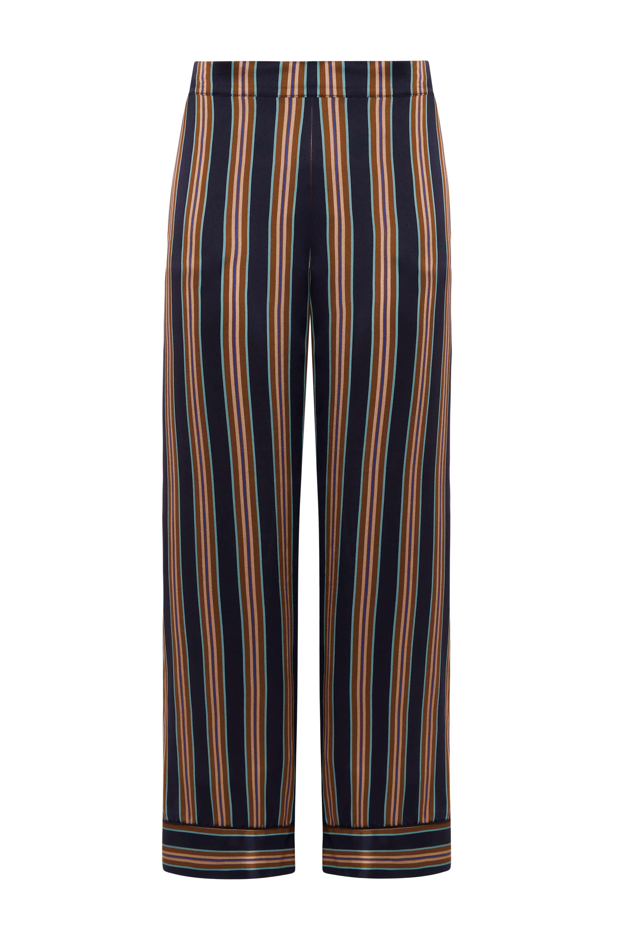 London Pyjama Bottom Brunette Navy Stripe Silk Charmeuse