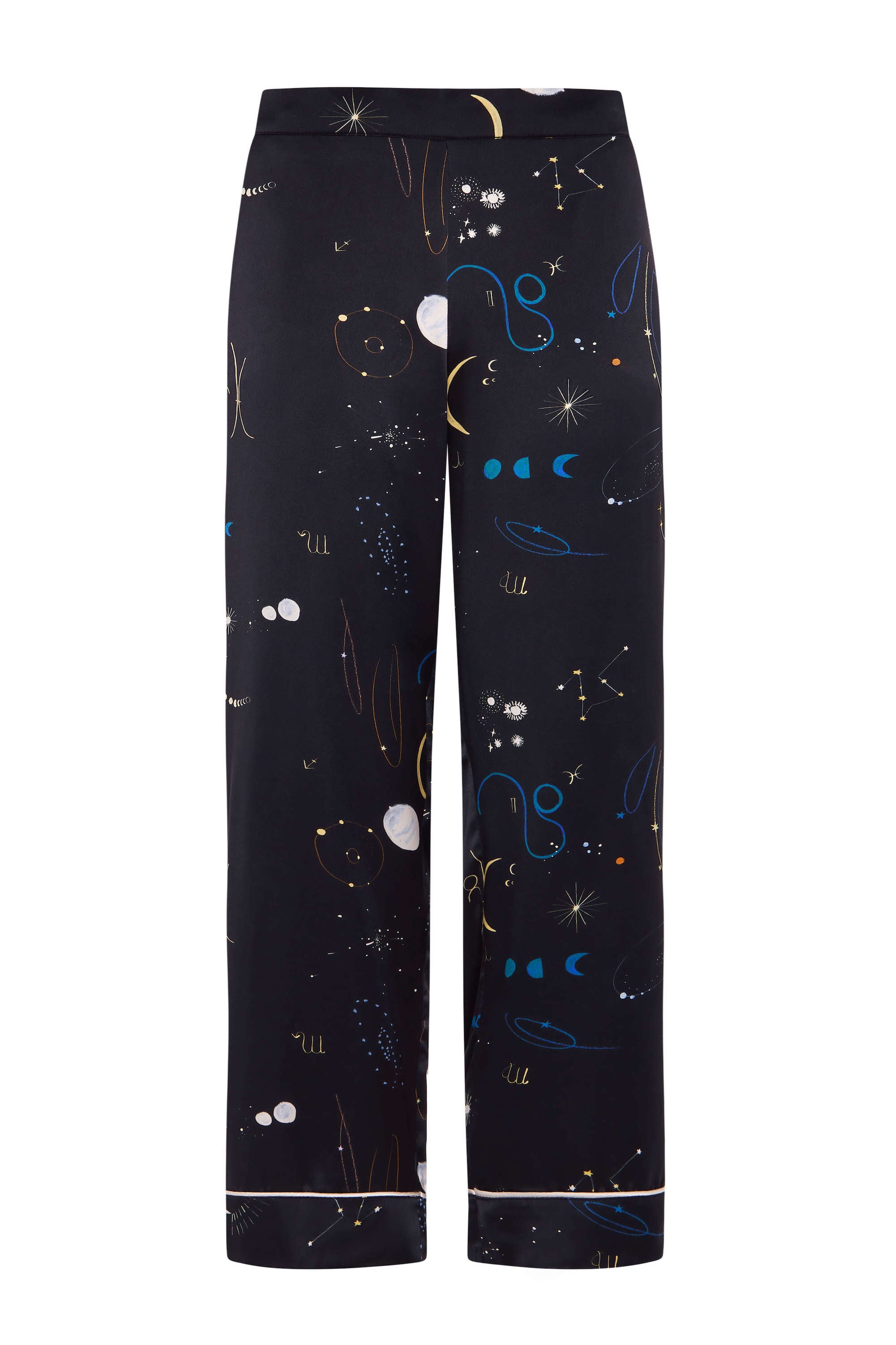 London Pyjama Bottom Celestial Noir Silk Charmeuse