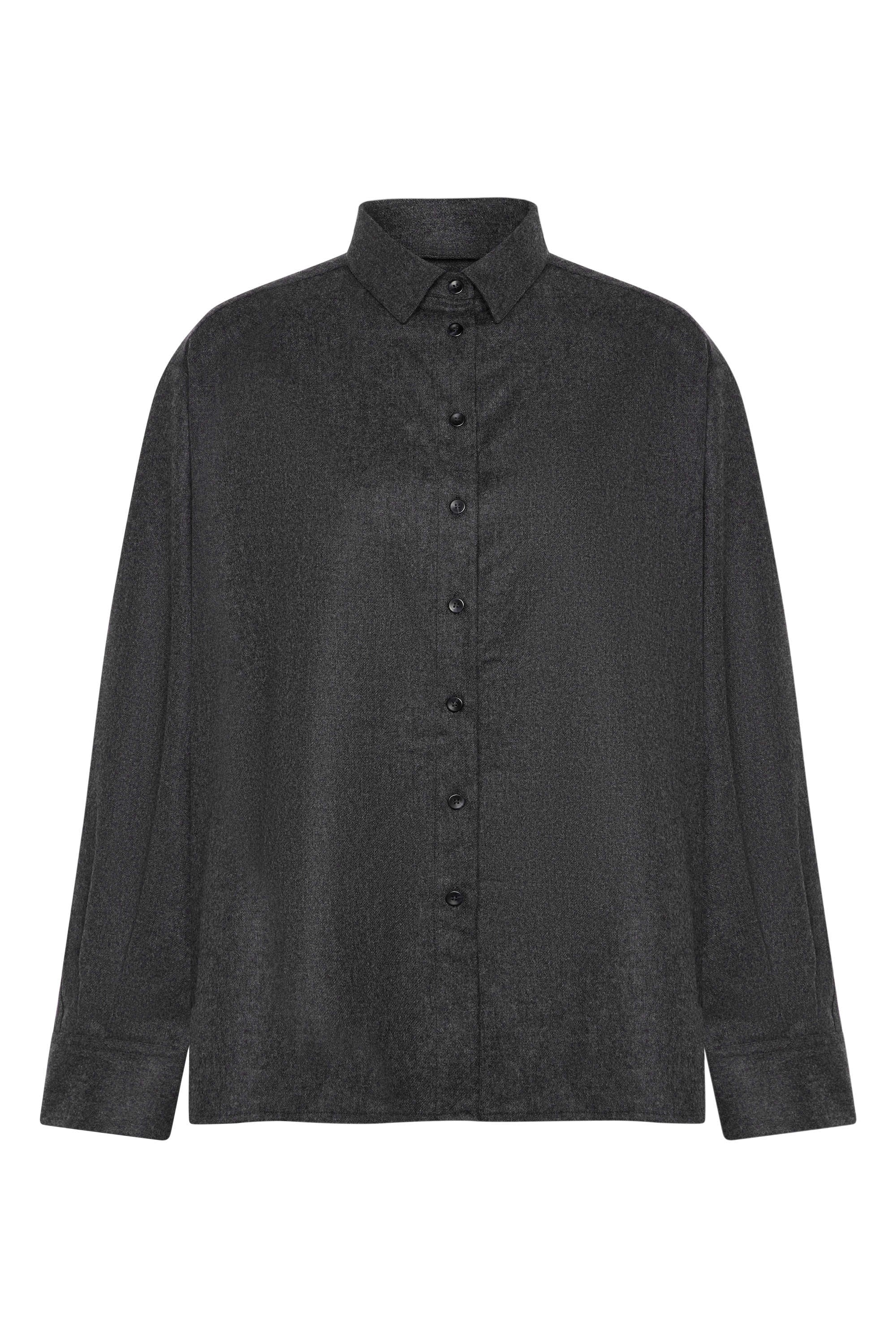 Maya Shirt Charcoal Wool Cashmere Flannel