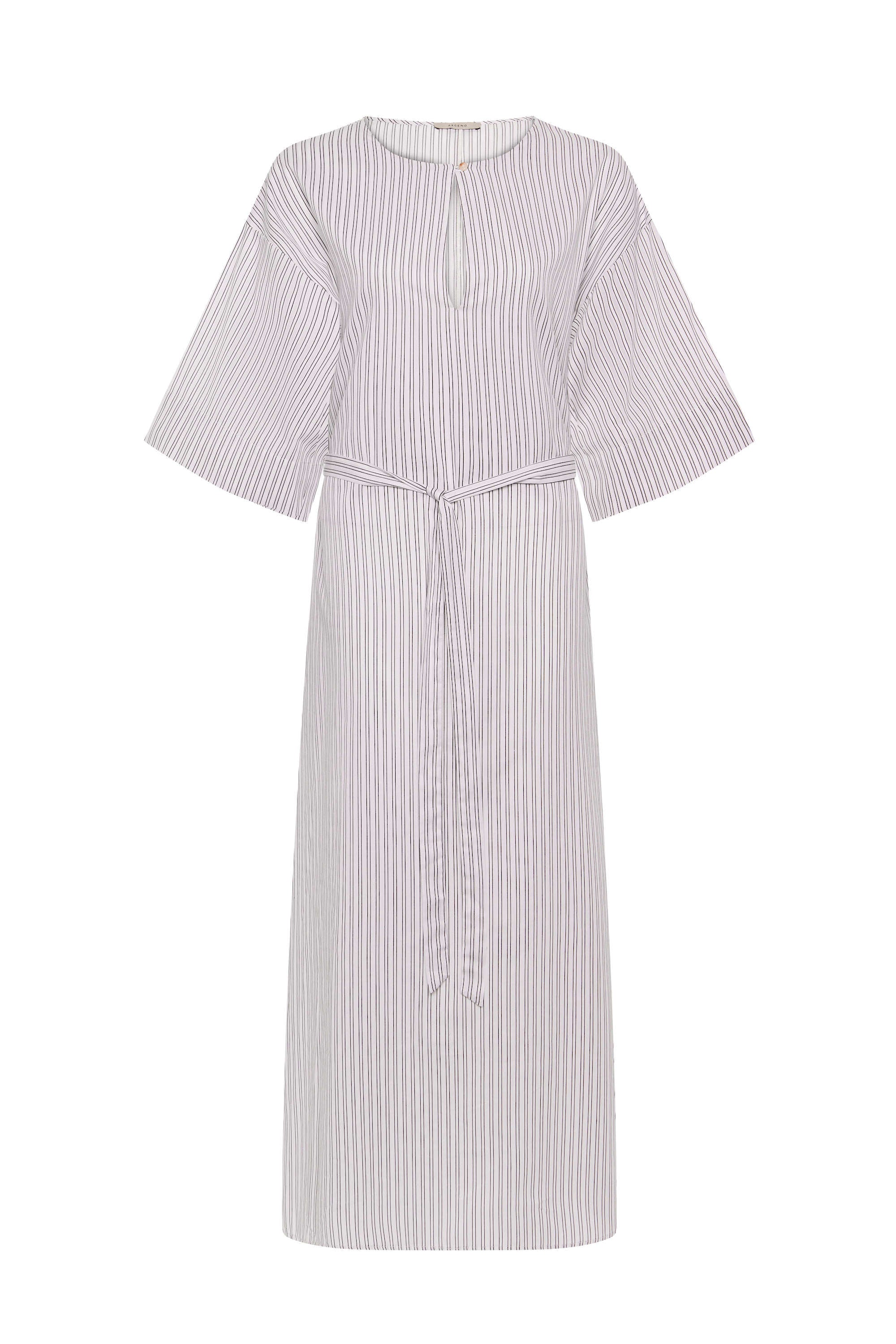 Daloa Dress White Charcoal Stripe Cotton Viscose