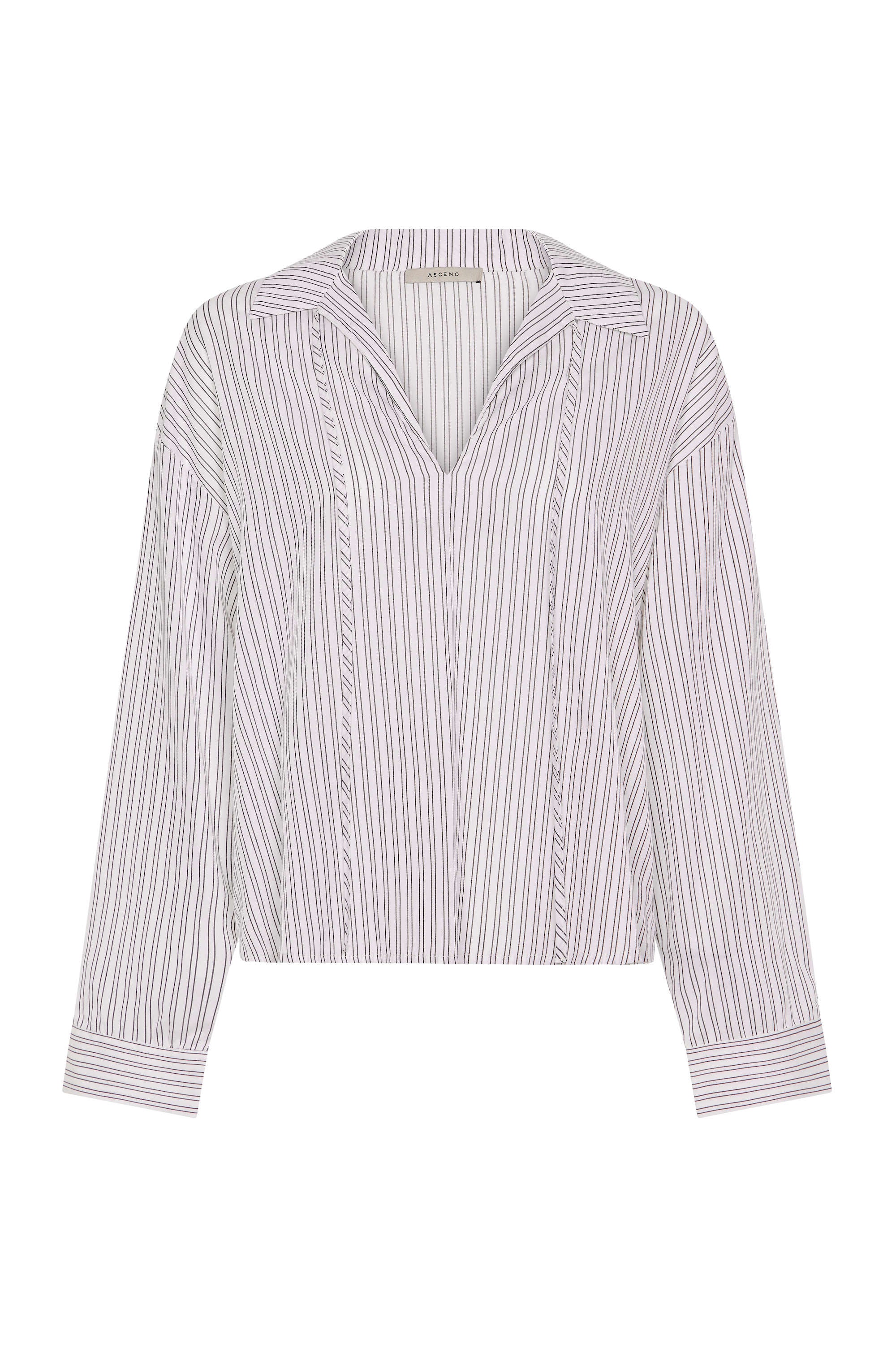 Santiago Top White Charcoal Stripe Cotton Viscose