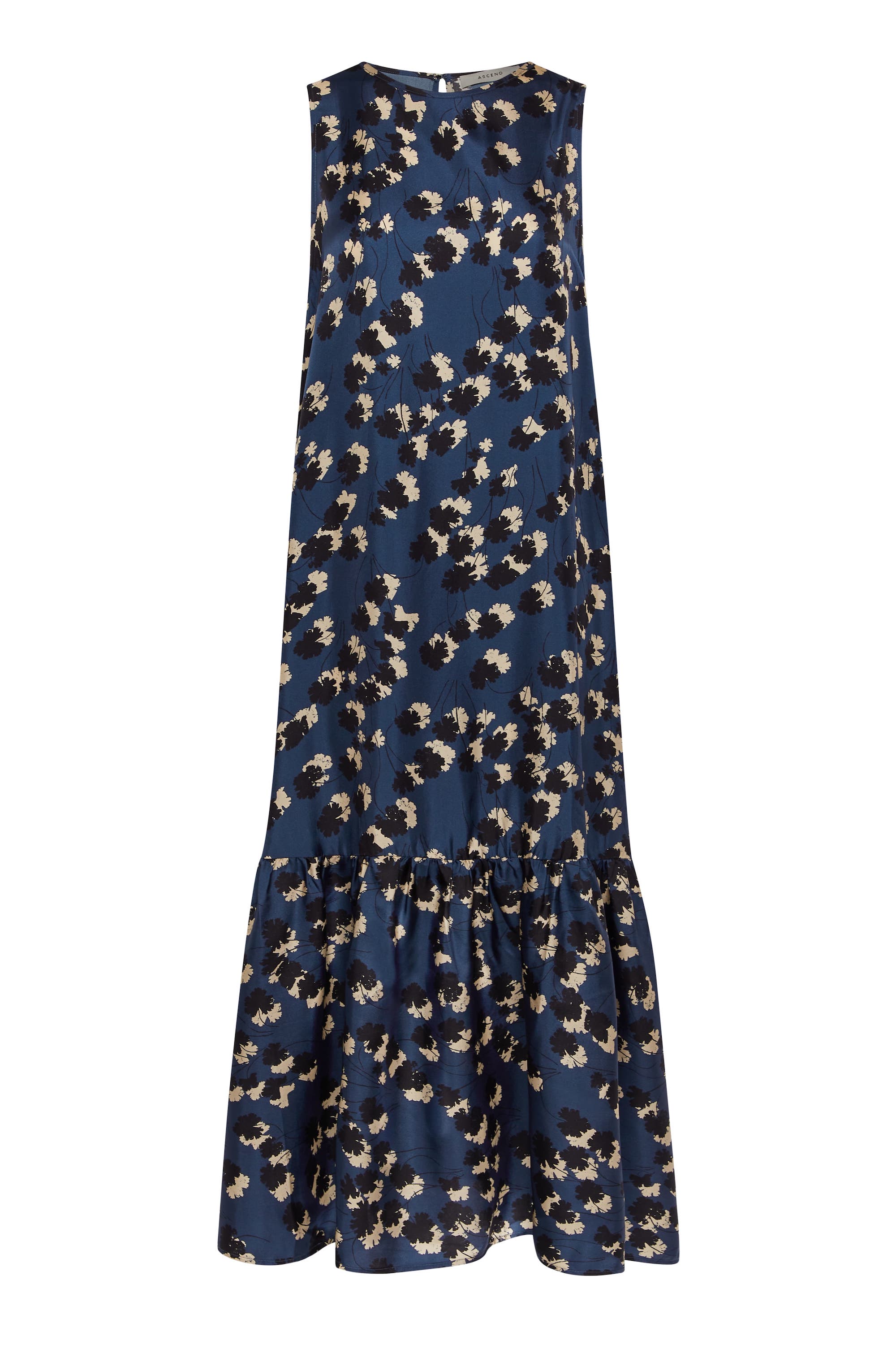 Rhea Dress Geranium Navy Silk Twill