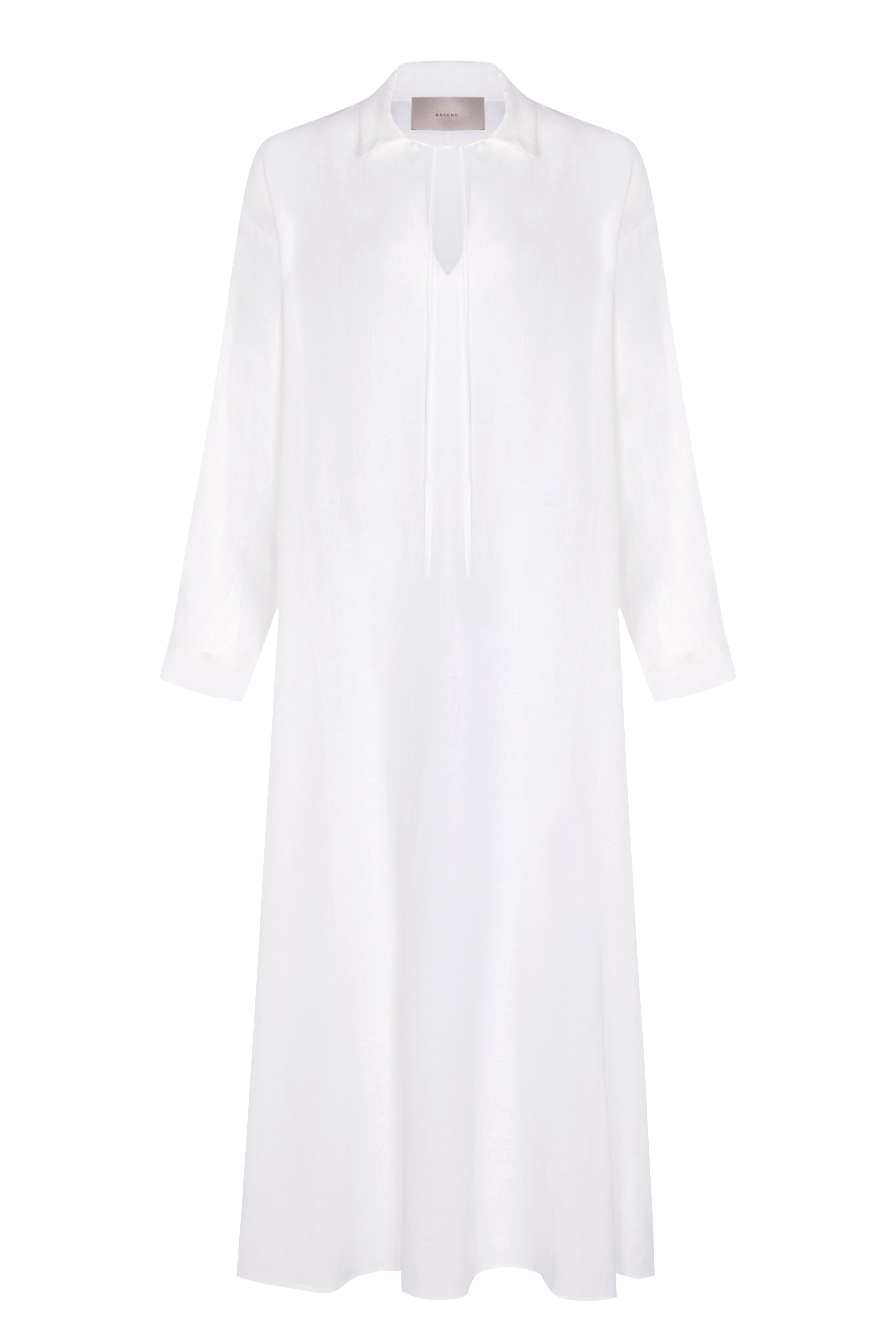 Lisbon Shirt Dress White Organic Linen