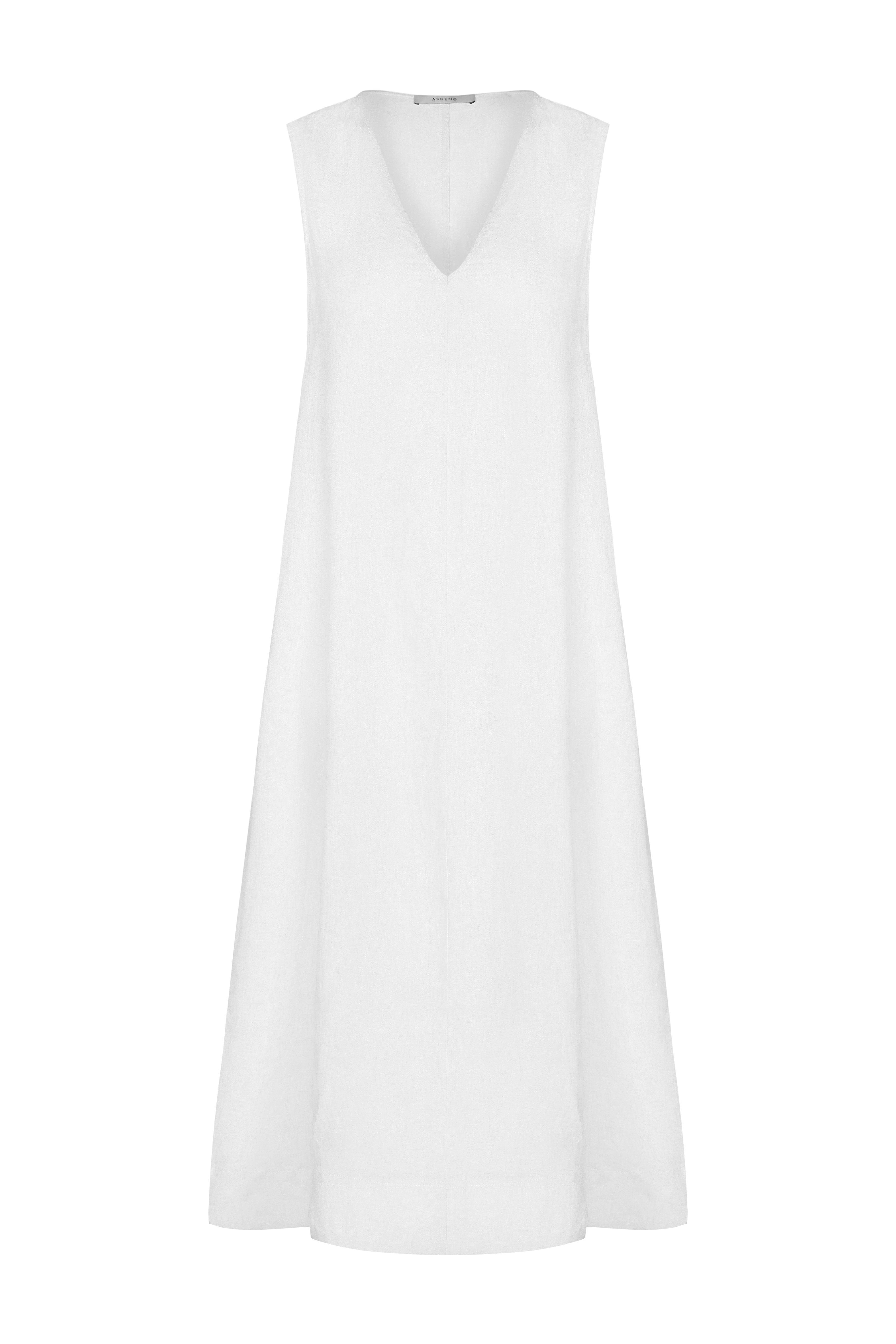 Nisha Dress White Organic Linen