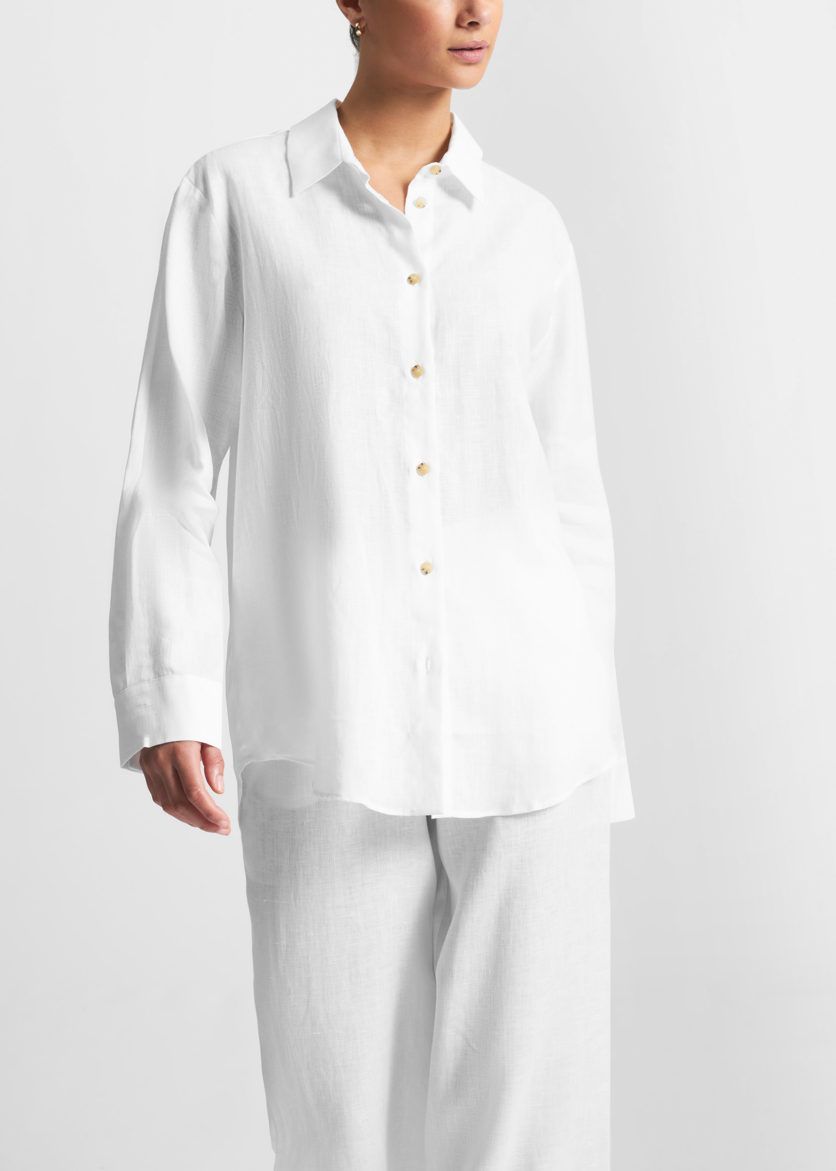 London White Organic Linen Pyjama Top Organic White Linen Shirt