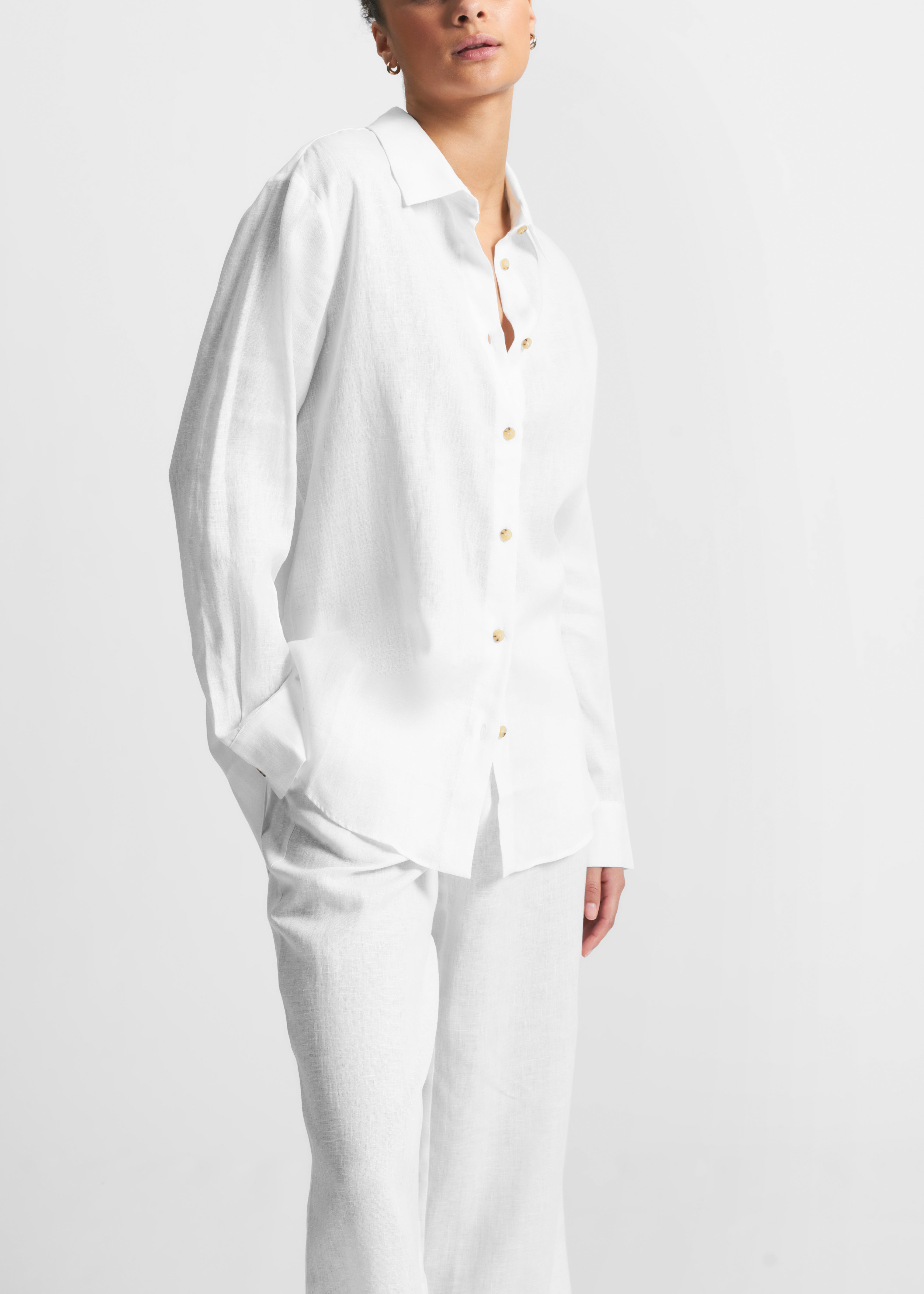 London White Organic Linen Pyjama Top Organic White Linen Shirt