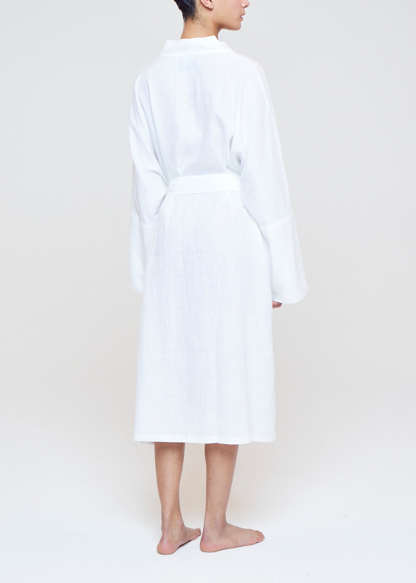 Athens Short Robe White Organic Linen