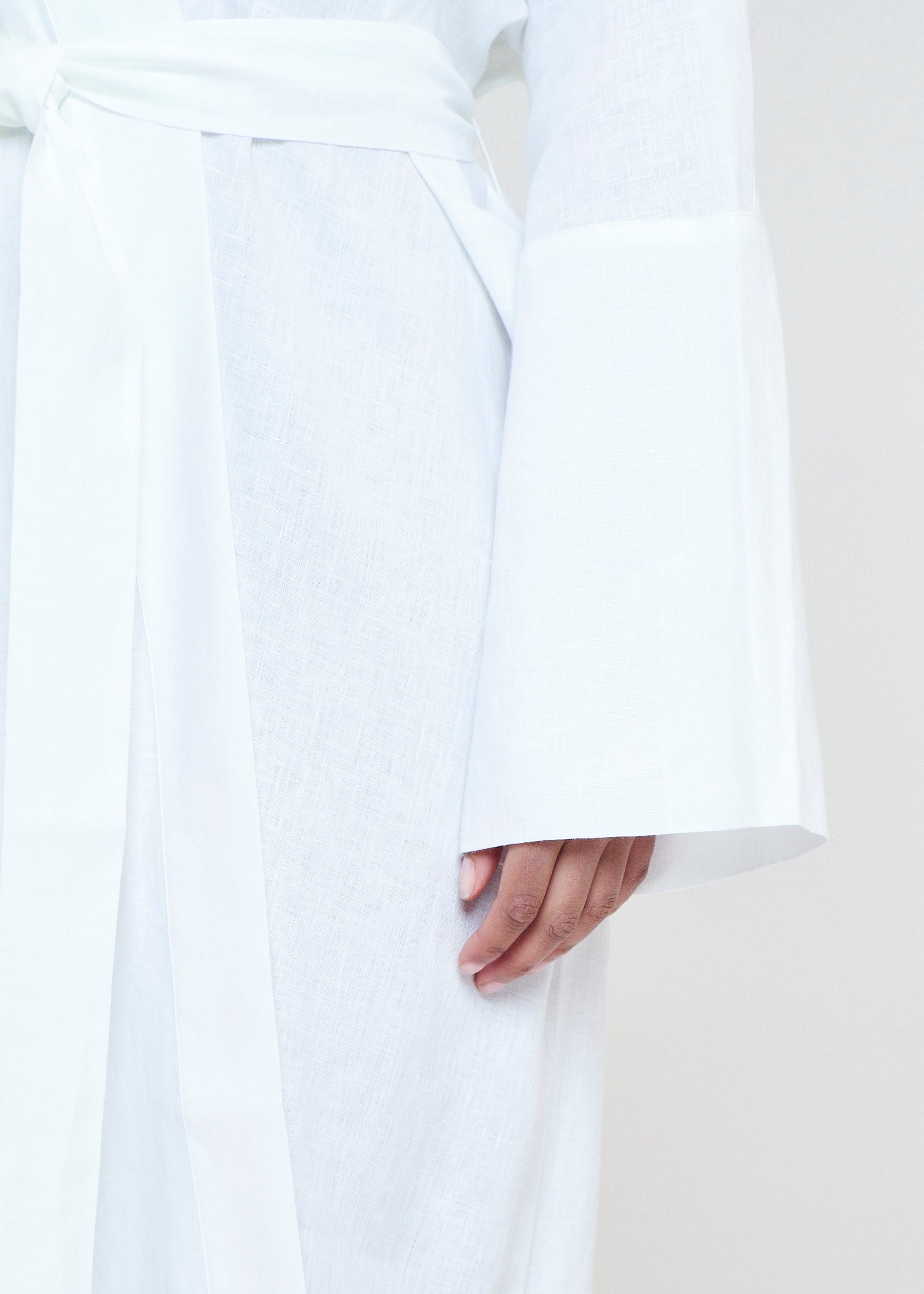 Athens Short Robe White Organic Linen