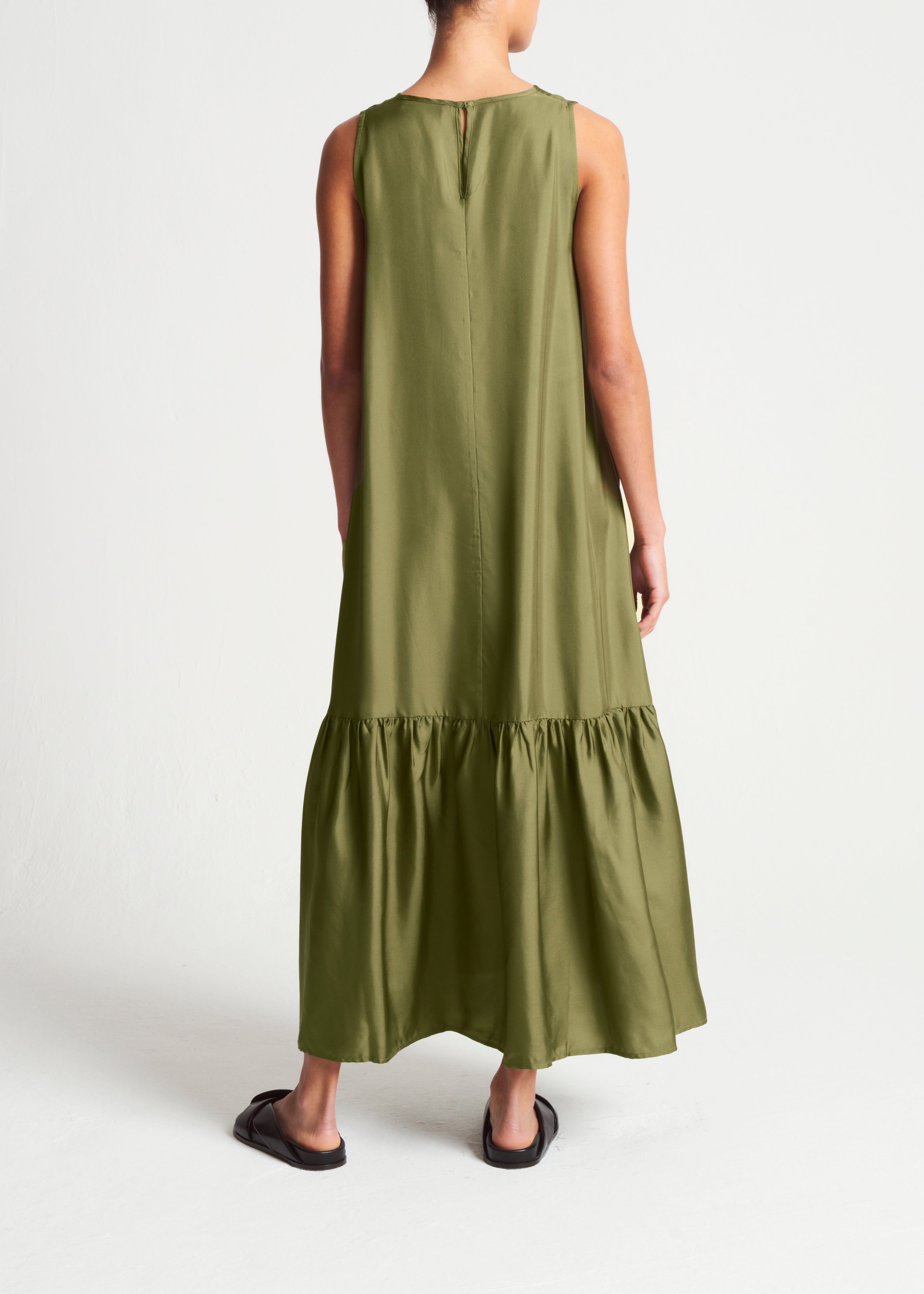 Rhea Dress Khaki Silk Twill