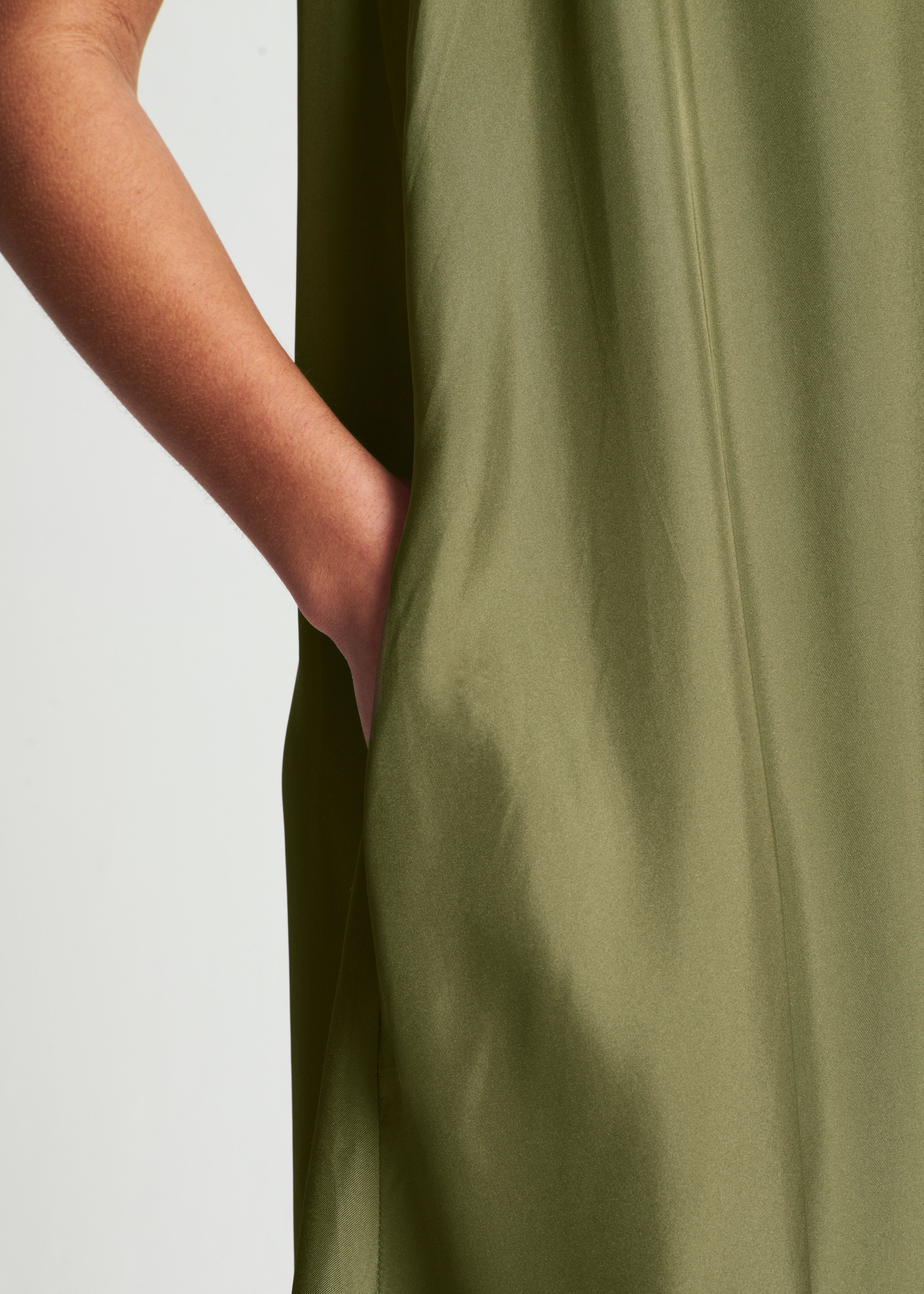 Rhea Dress Khaki Silk Twill