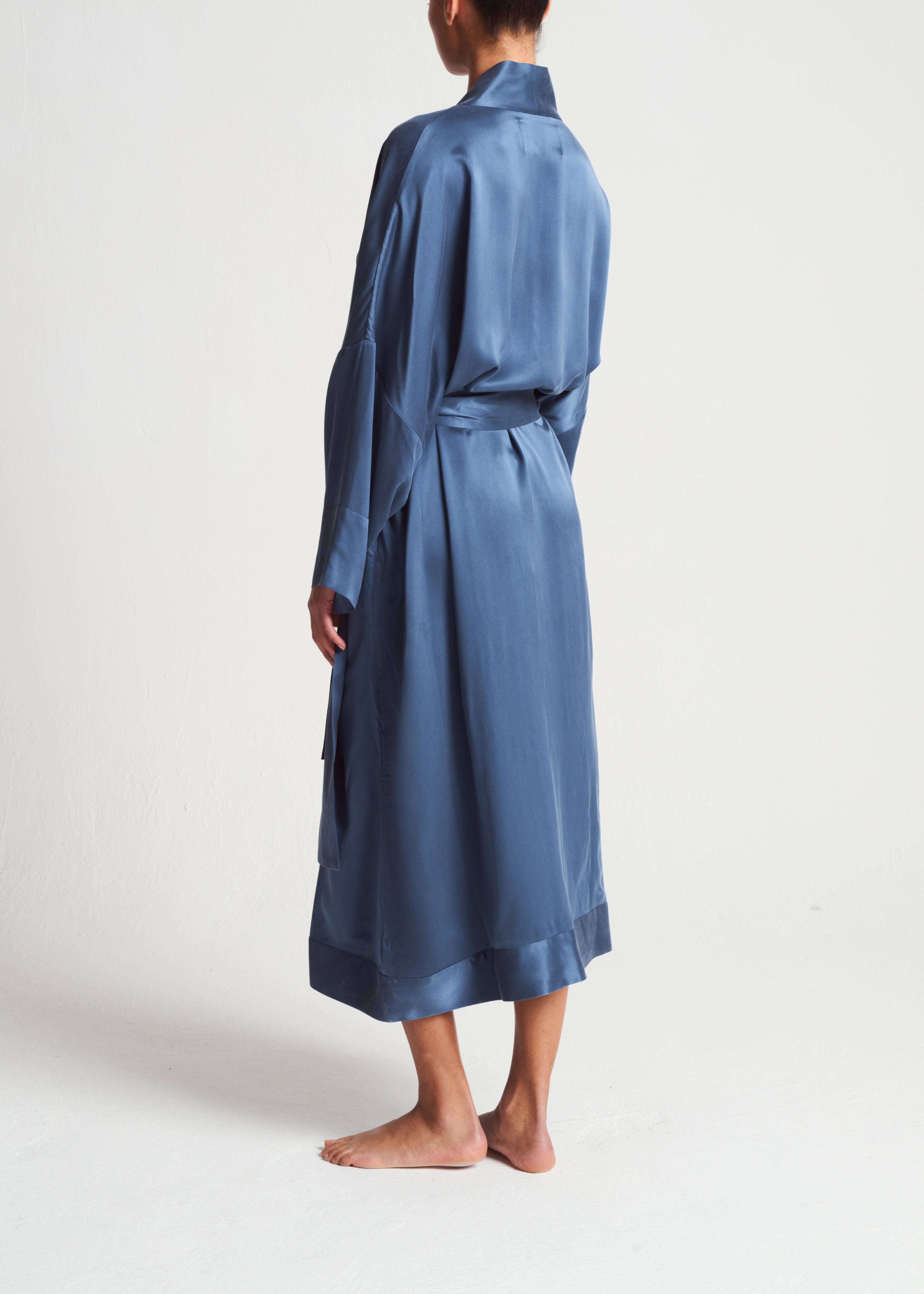 Athens Robe Steel Blue Silk Charmeuse