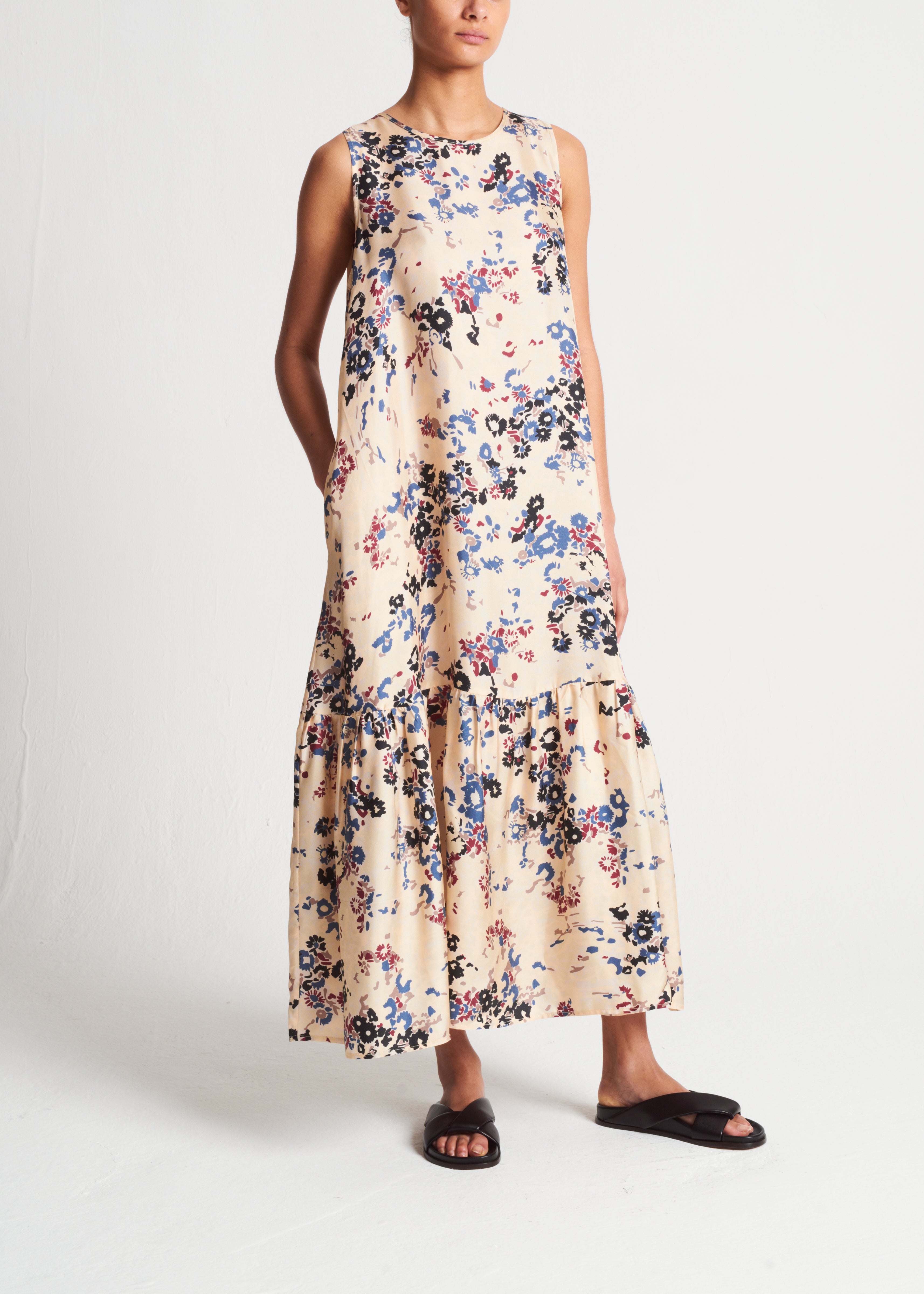 Flower silk outlet dress