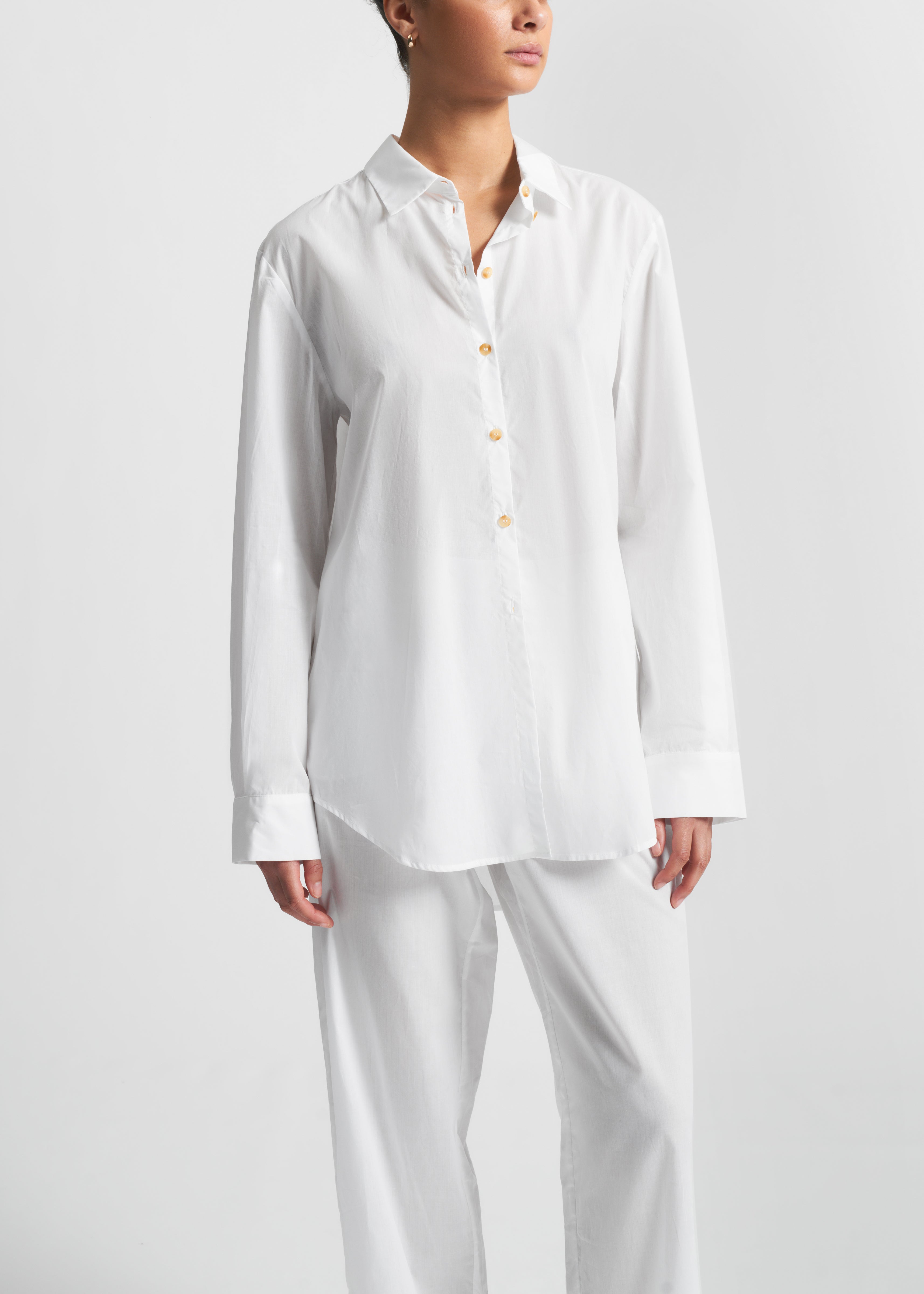 London Pyjama Top White Cotton