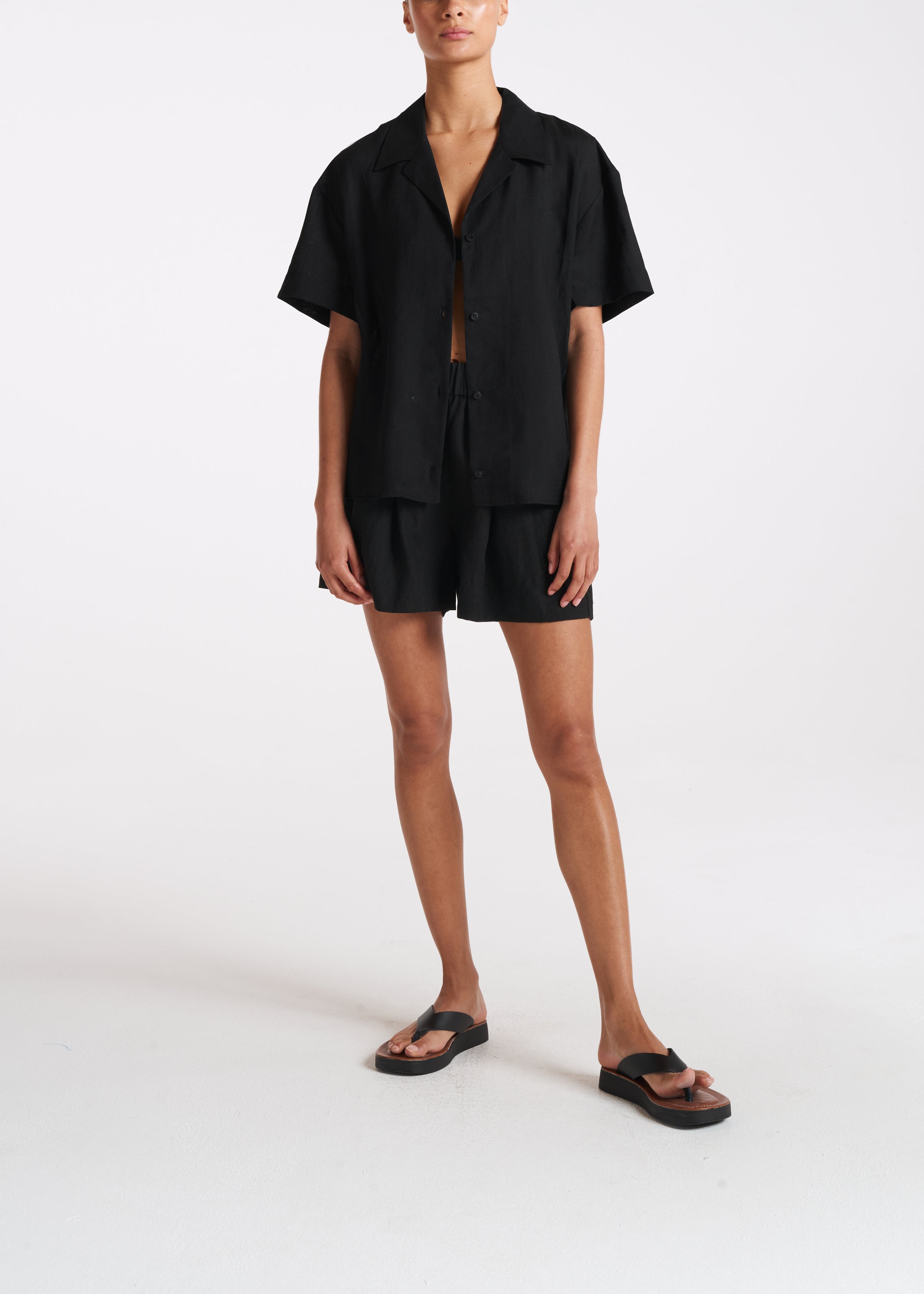 Prague Shirt Black Organic Linen