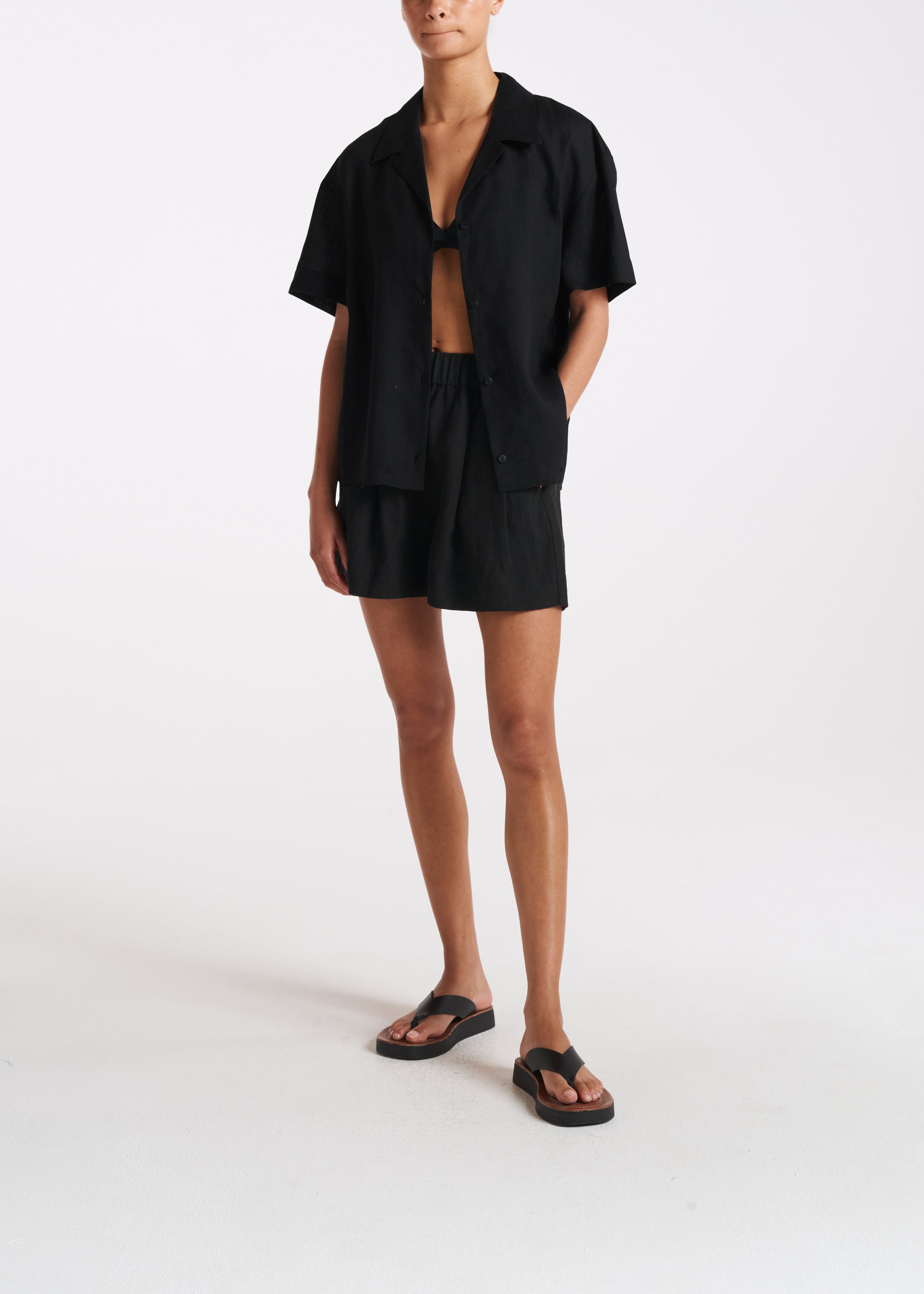 Prague Shirt Black Organic Linen