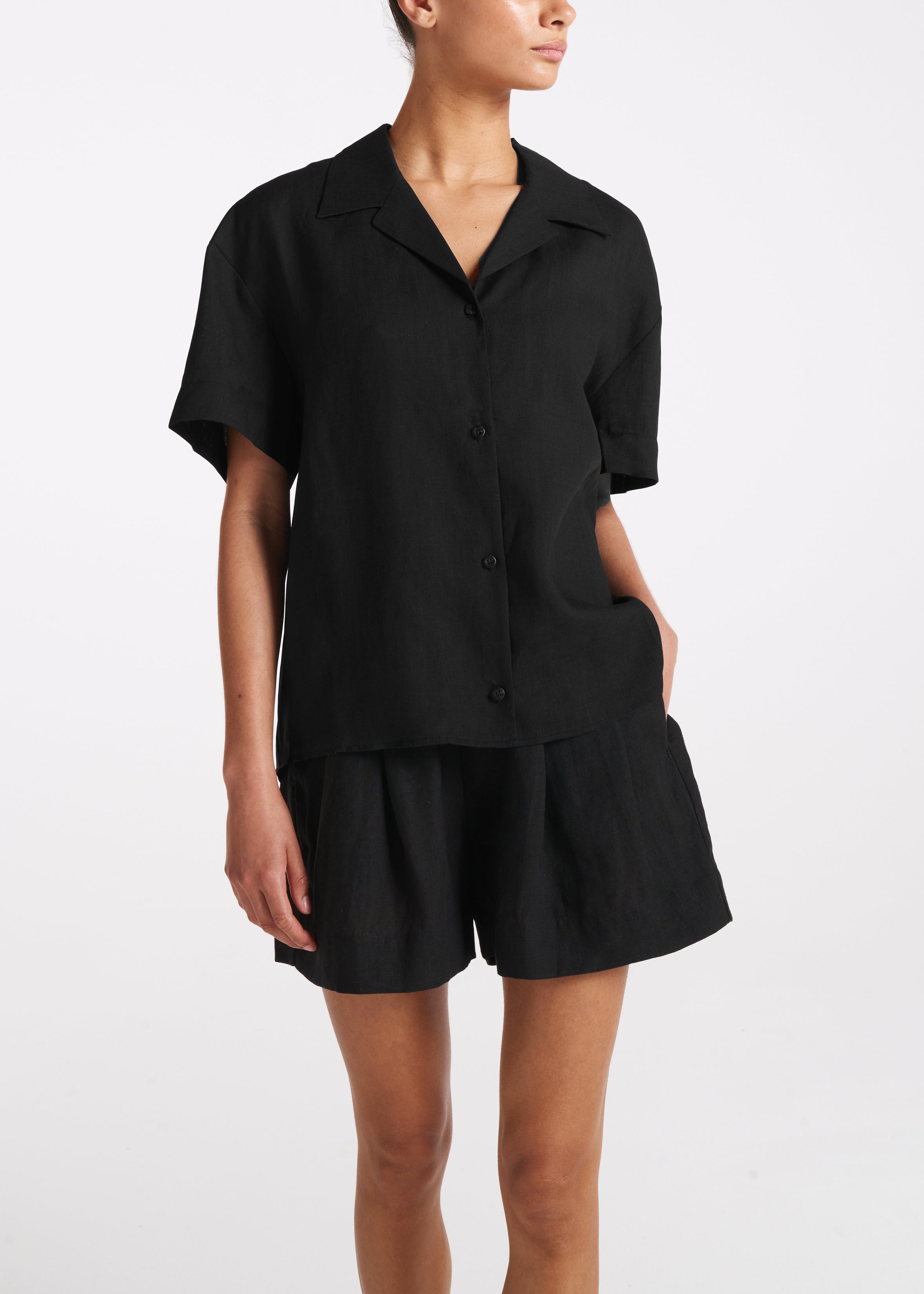 Prague Shirt Black Organic Linen