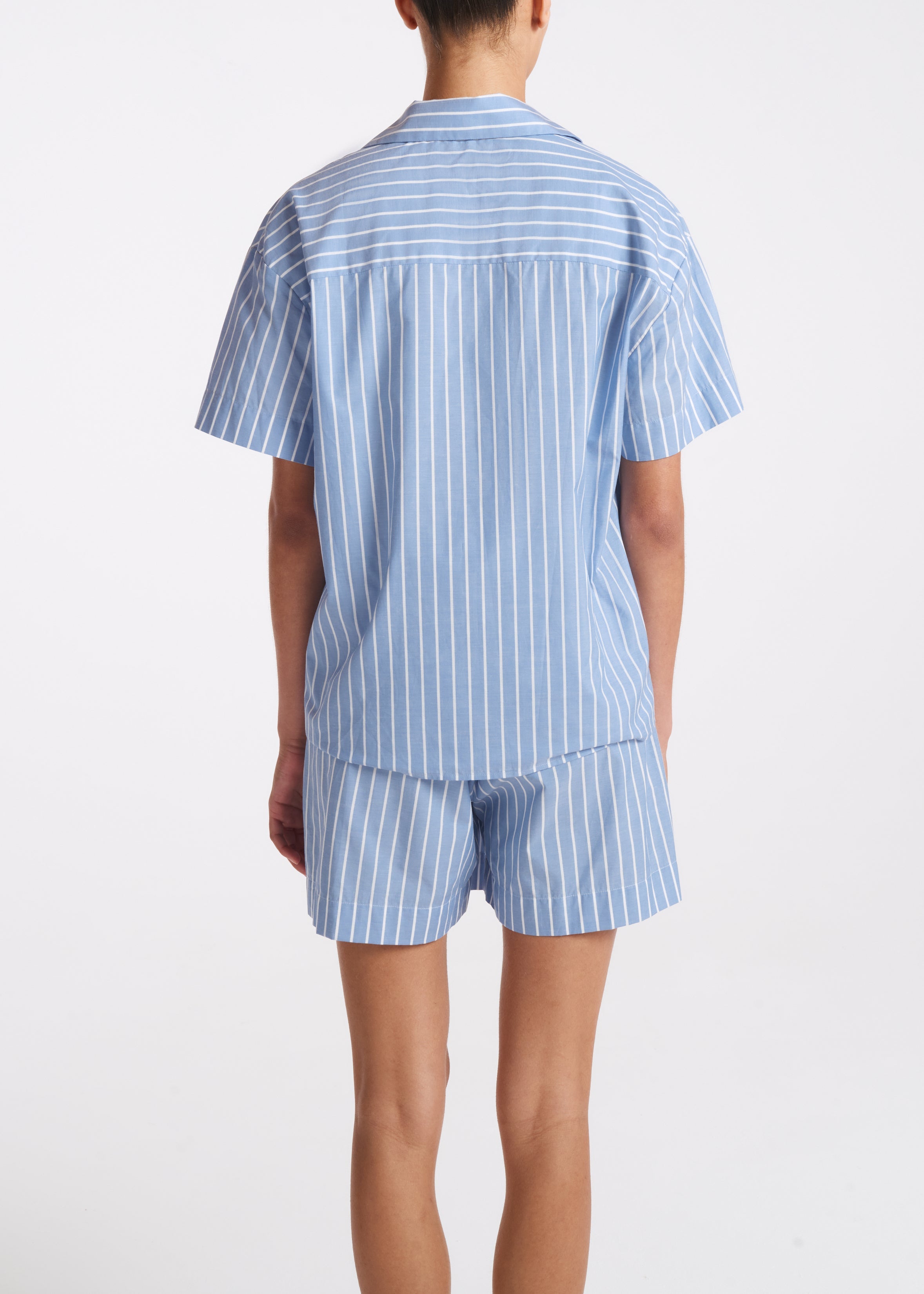 Formentera Shirt Blue & White Stripe Cotton Silk