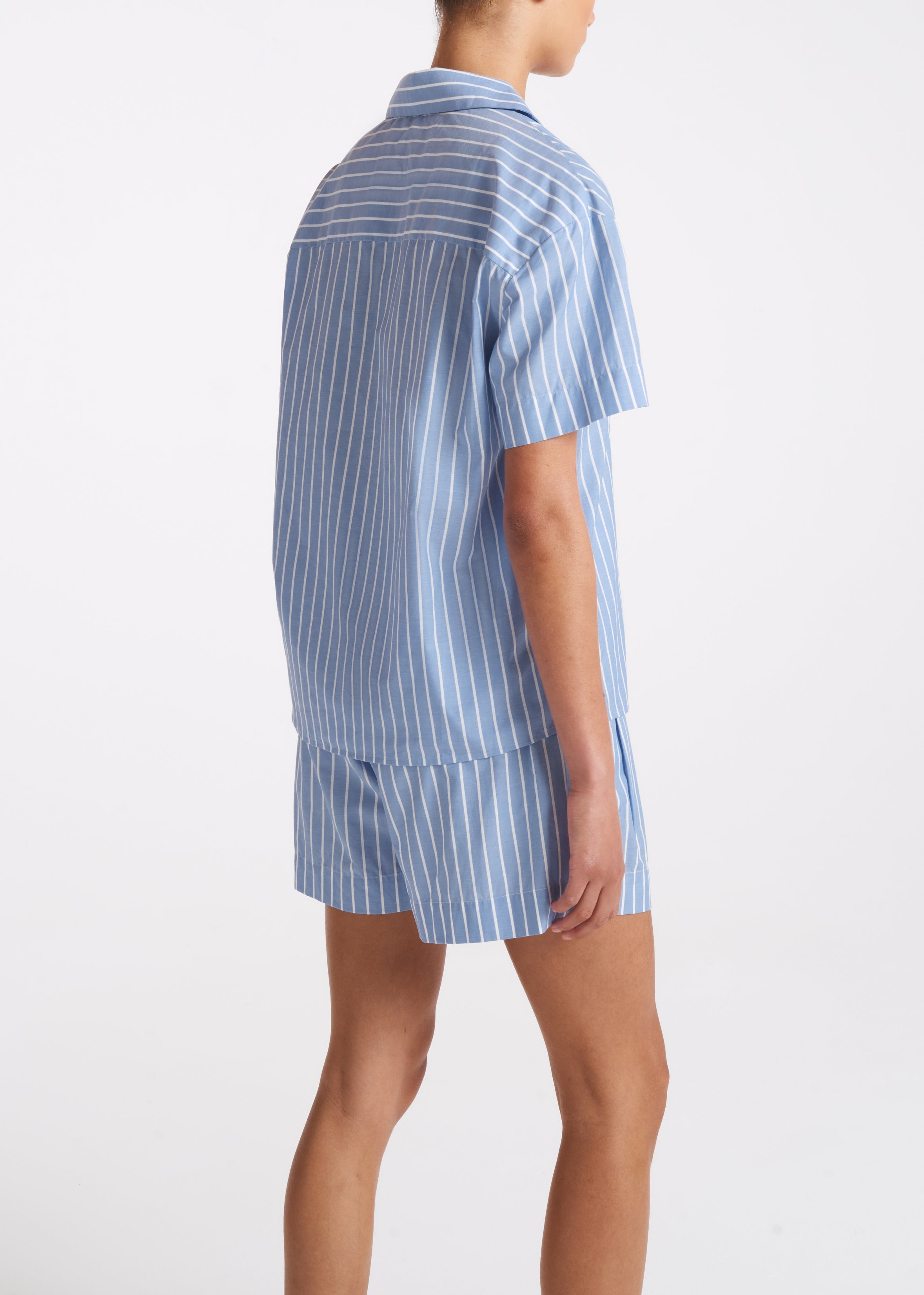 Formentera Shirt Blue & White Stripe Cotton Silk