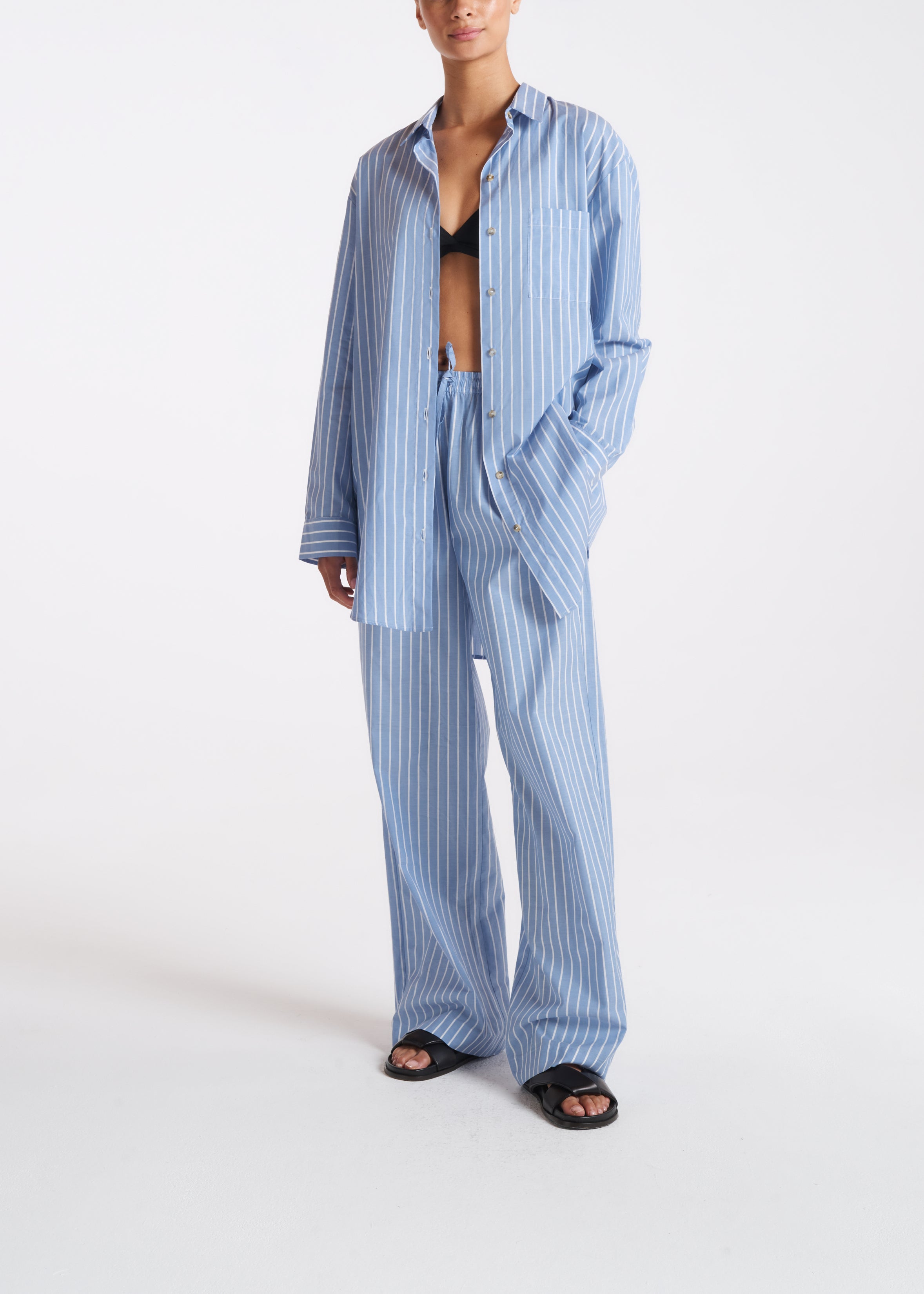 Aurelia Trouser Blue & White Stripe Cotton Silk