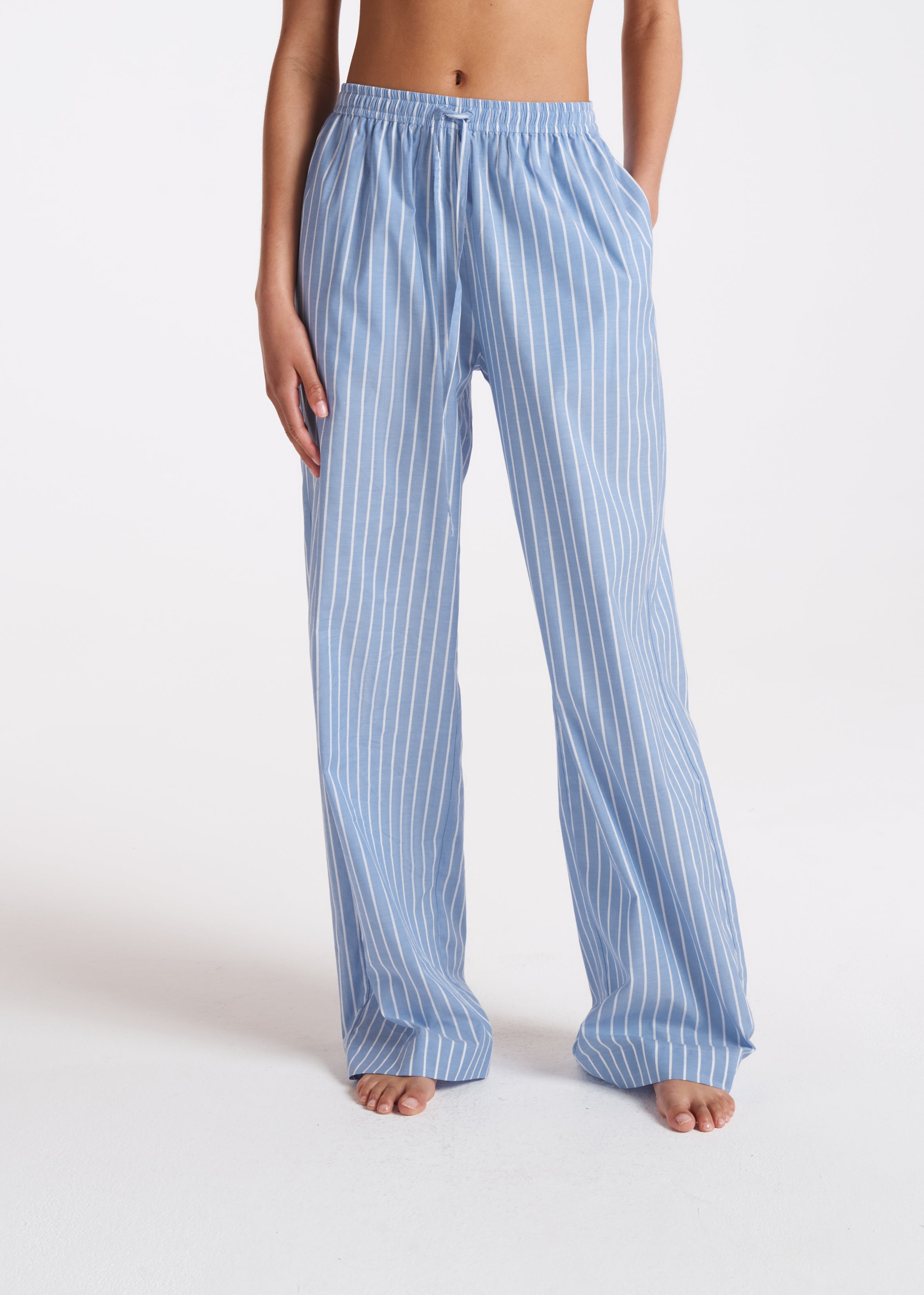 Aurelia Trouser Blue & White Stripe Cotton Silk