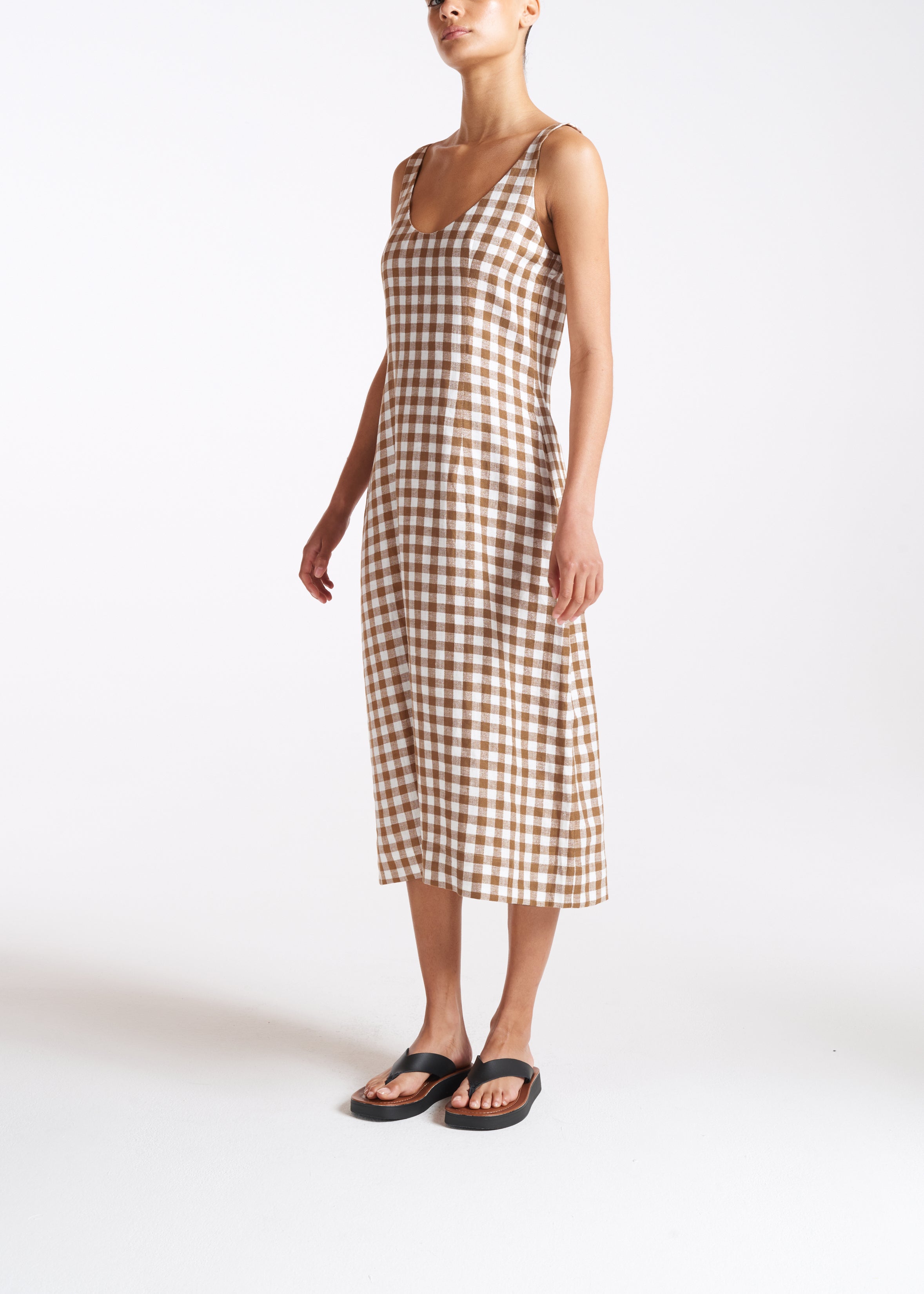 Checked sale linen dress