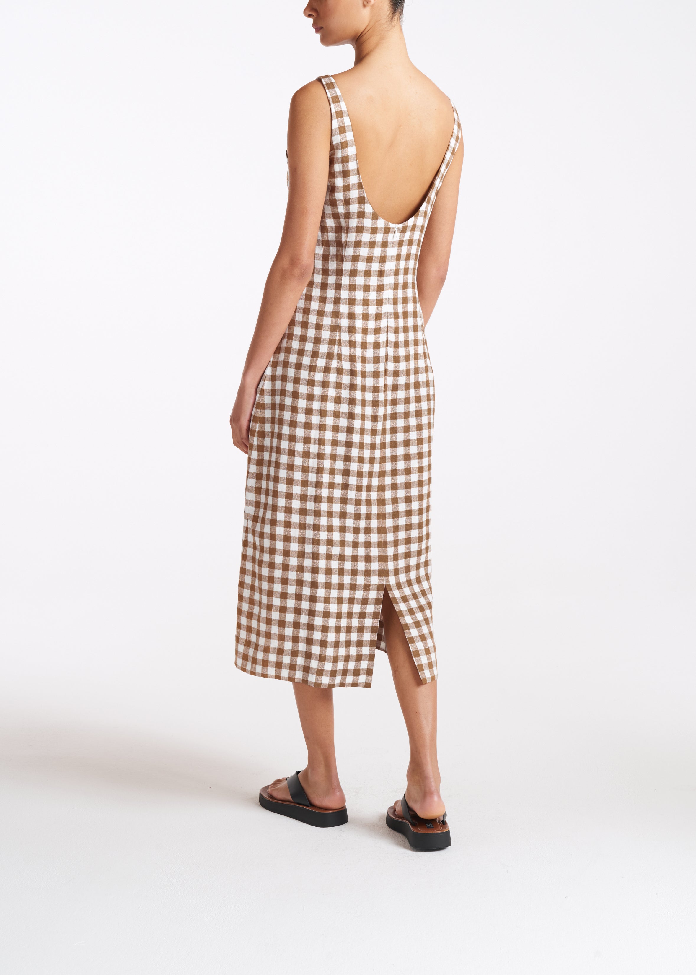 Vero Dress Brown Check Linen