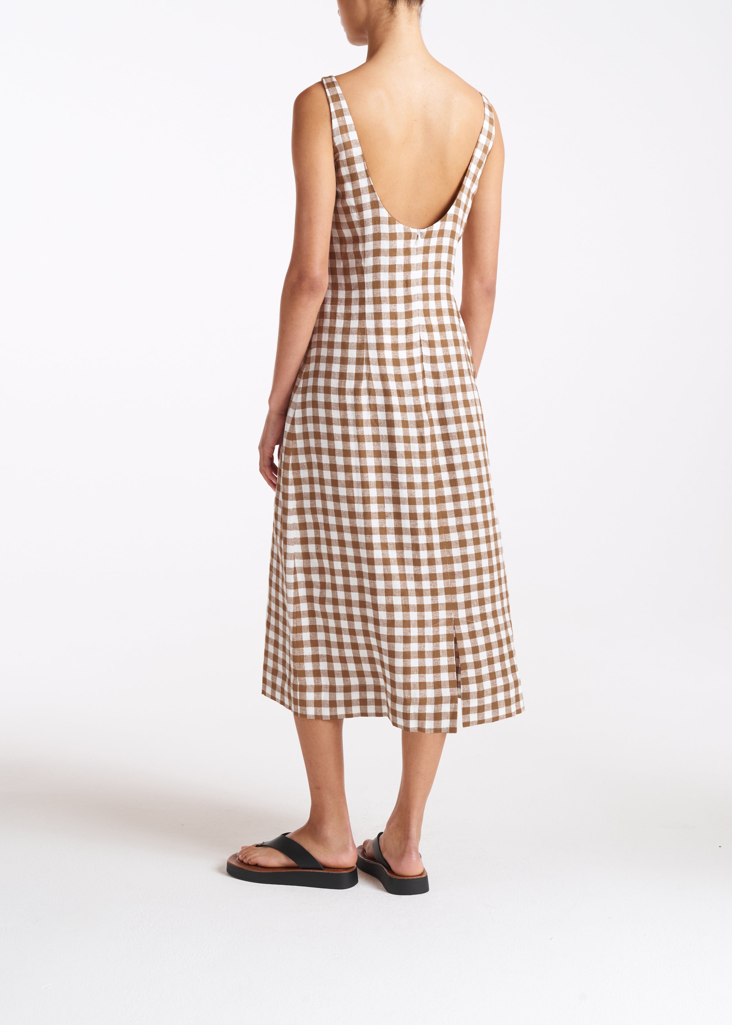 Vero Dress Brown Check Linen