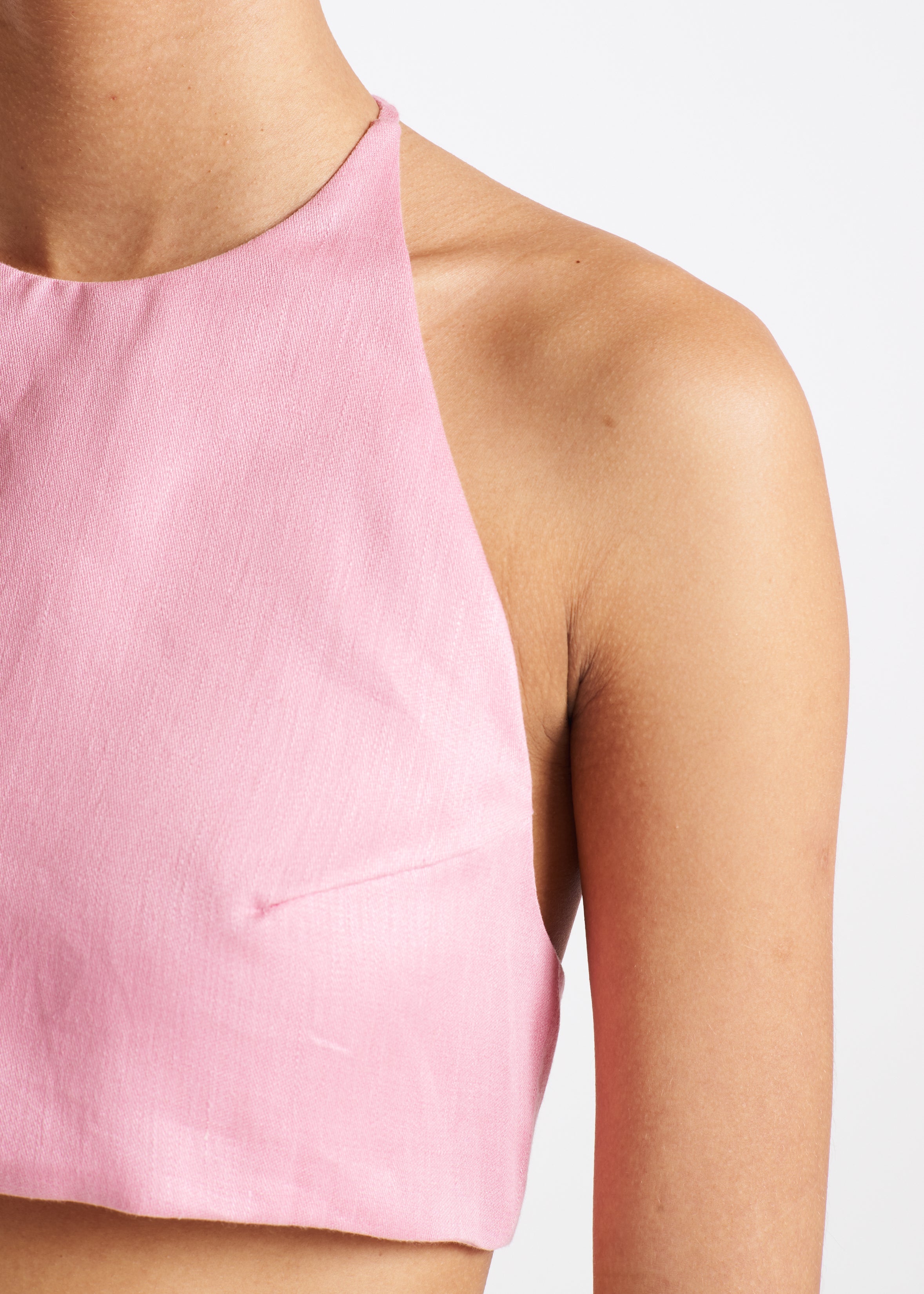 Marseille Crop Top Bubblegum Heavy Linen