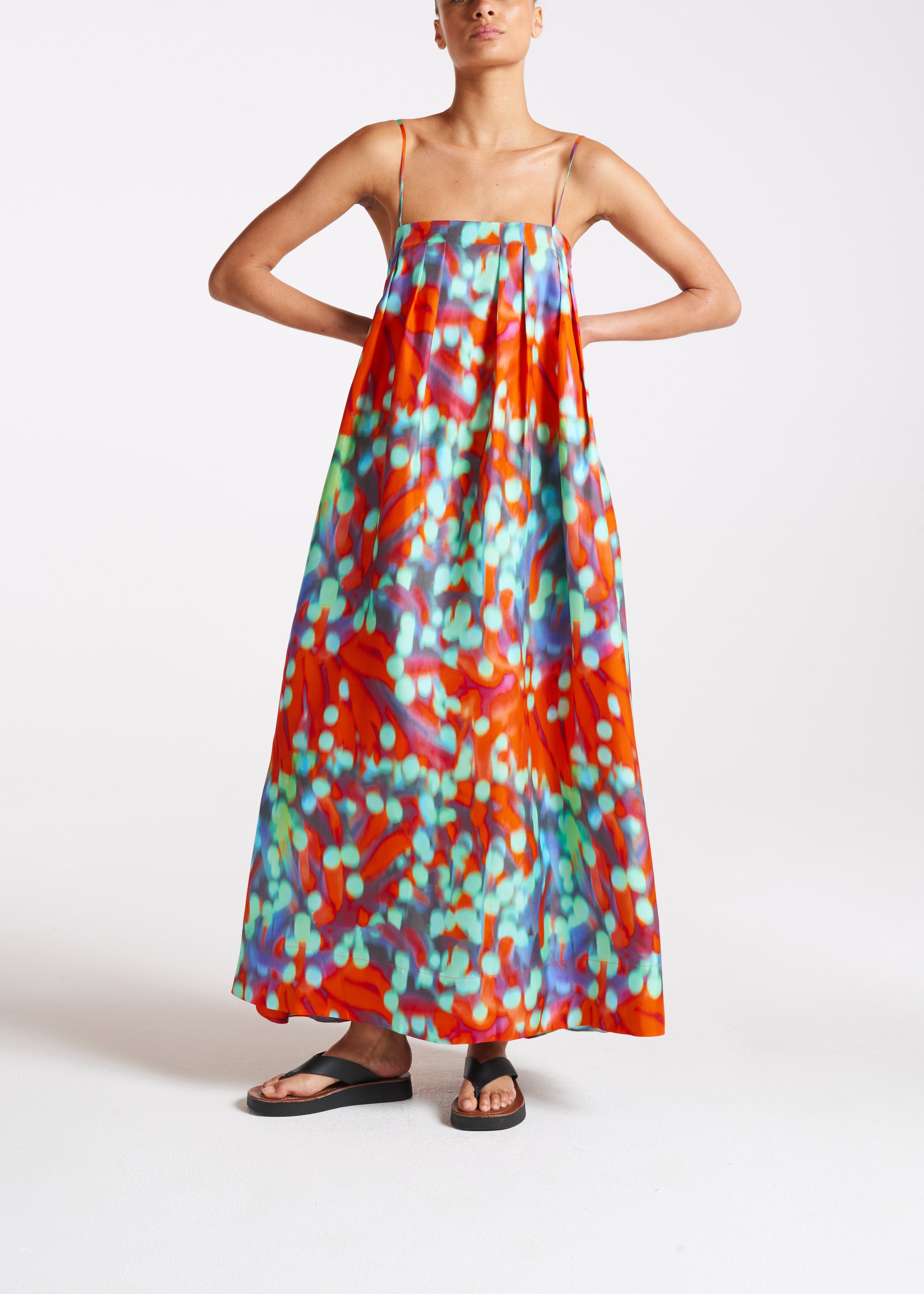 Heather Dress Wobble Print Silk Twill