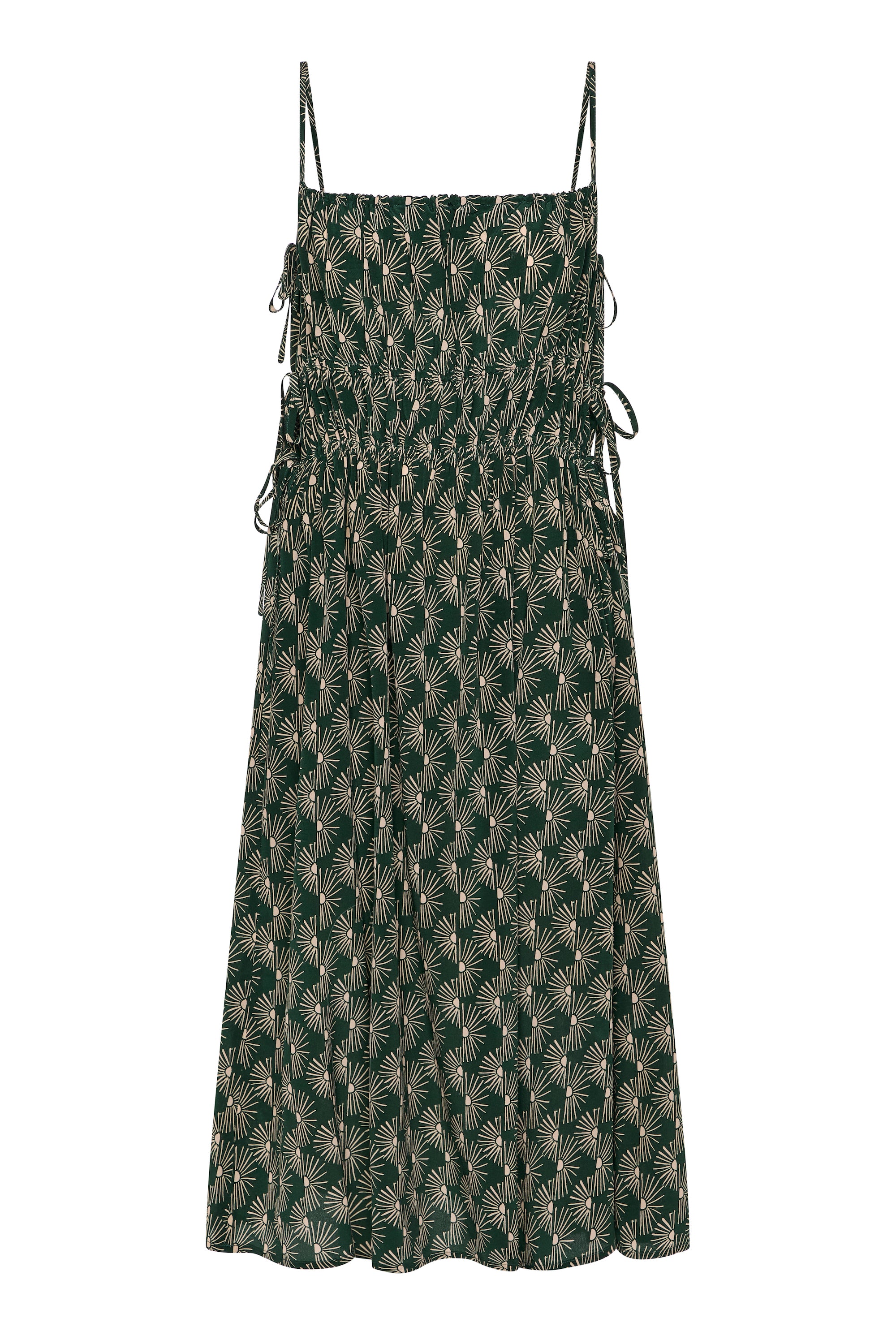 Eze Dress Sunrise Pine Green Silk Crepe