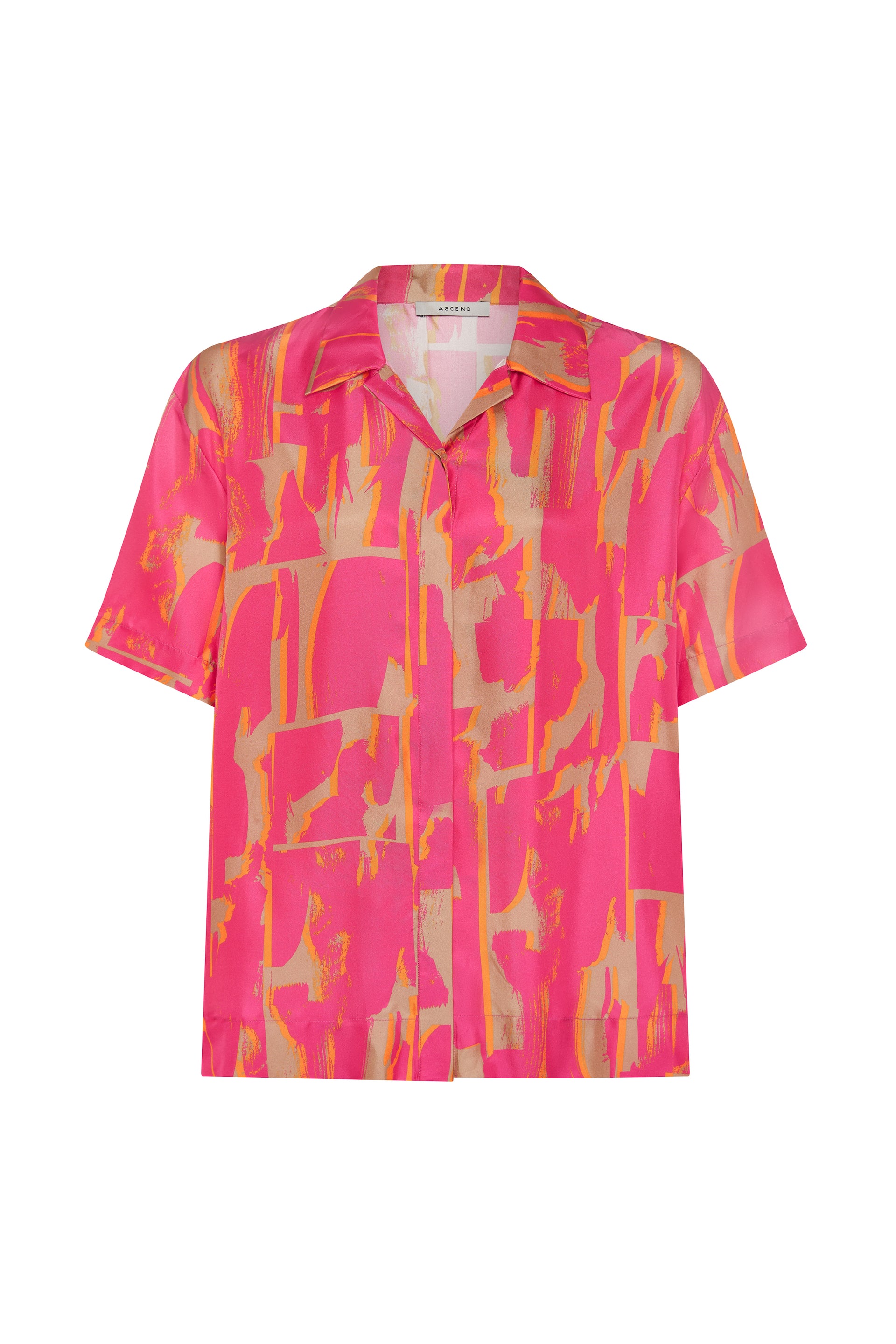 Montauk Shirt Brush Stroke Pink Silk Twill