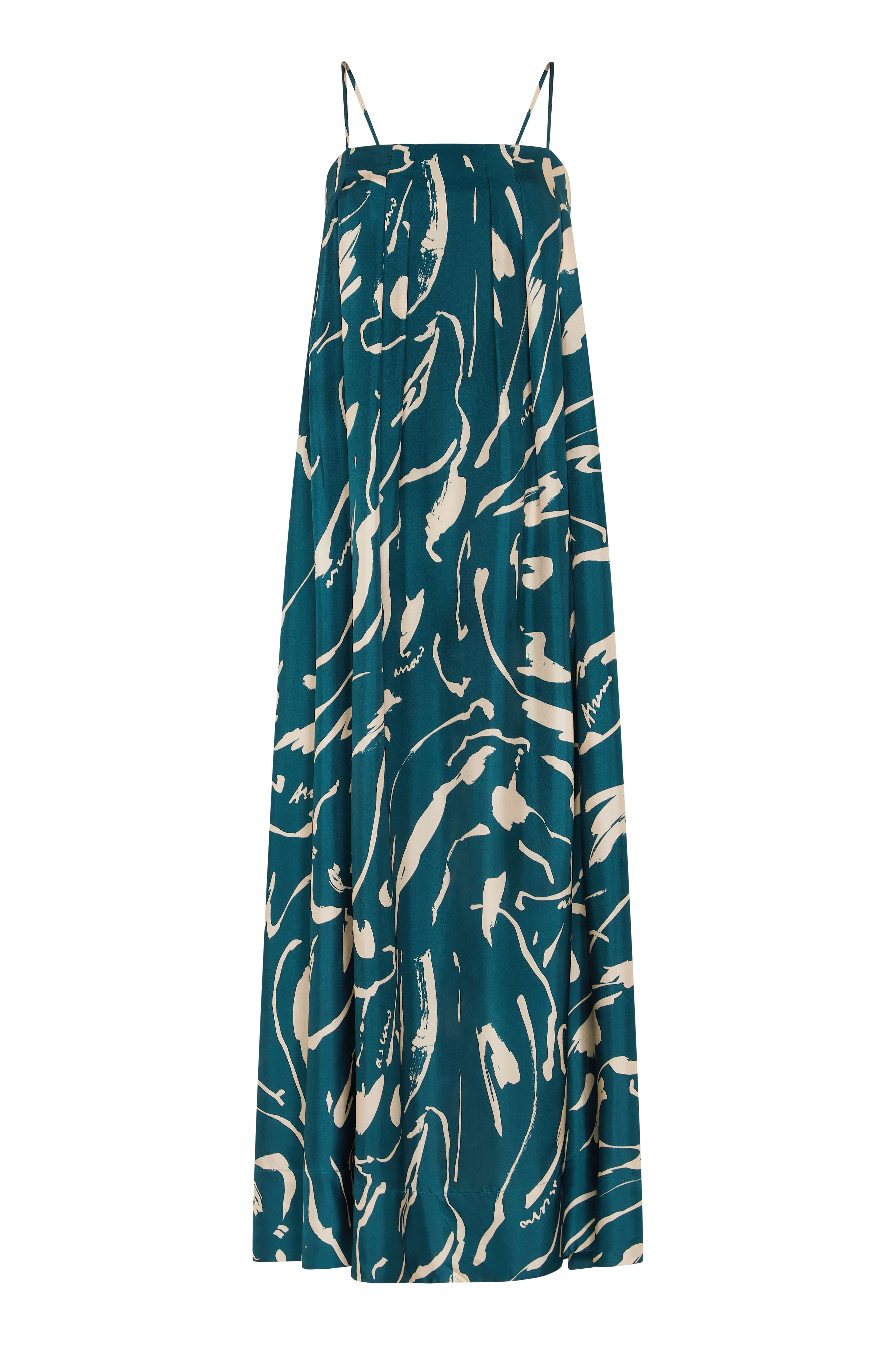 Heather Dress Teal Tide Silk Twill