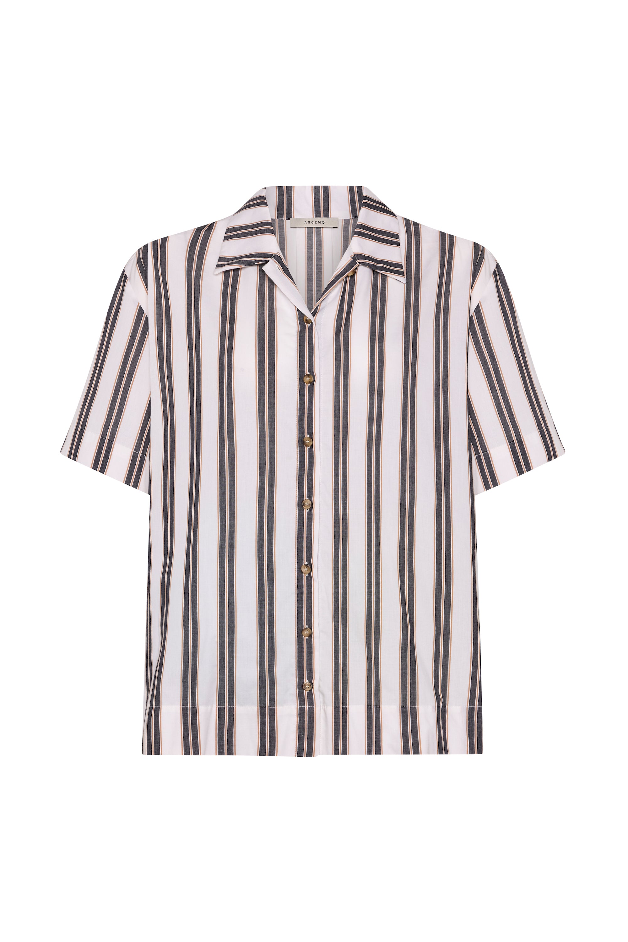 Montauk Shirt Black Sand Stripe Cotton Viscose