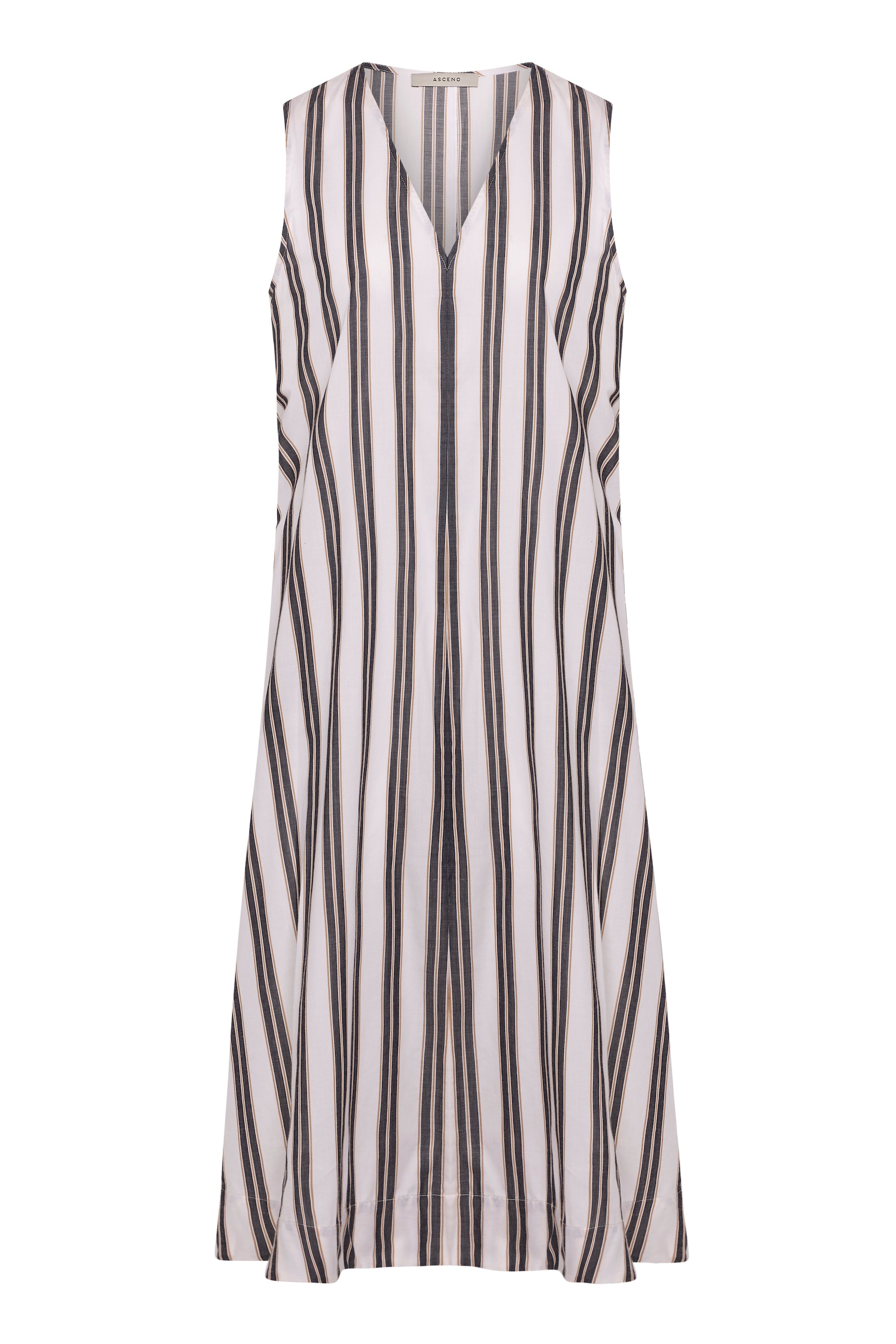 Nisha Dress Black Sand Stripe Cotton Viscose