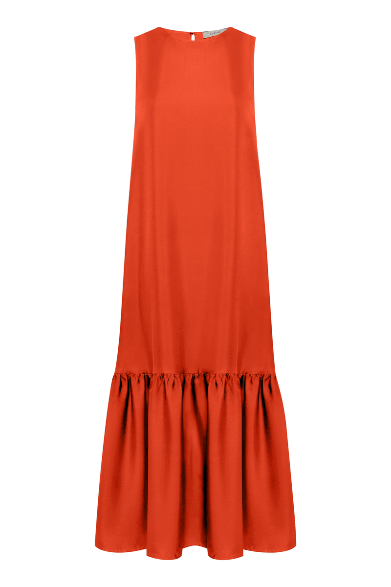 Rhea Dress Persimmon Silk Charmeuse