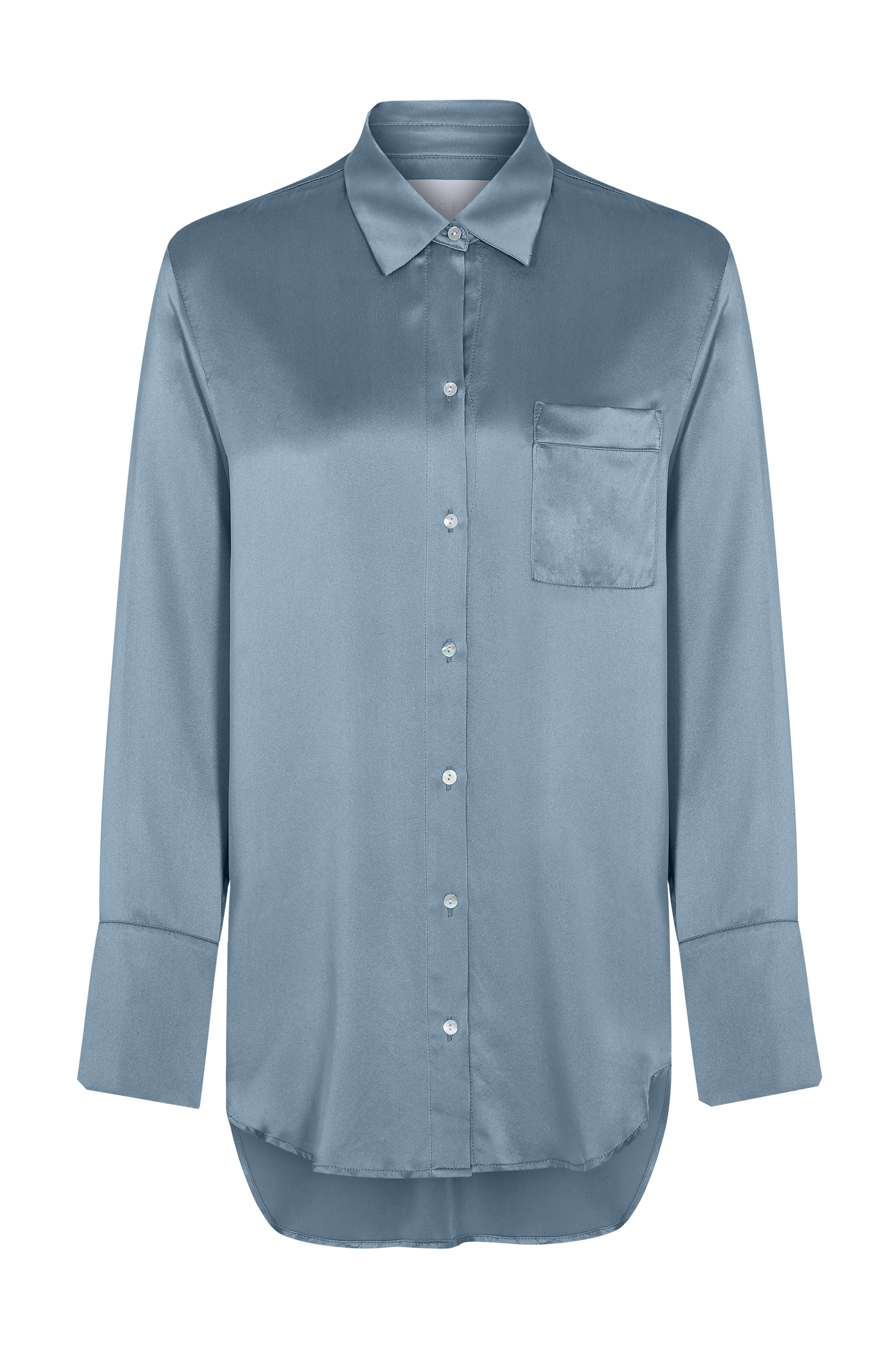 London Pyjama Top Dust Blue Silk