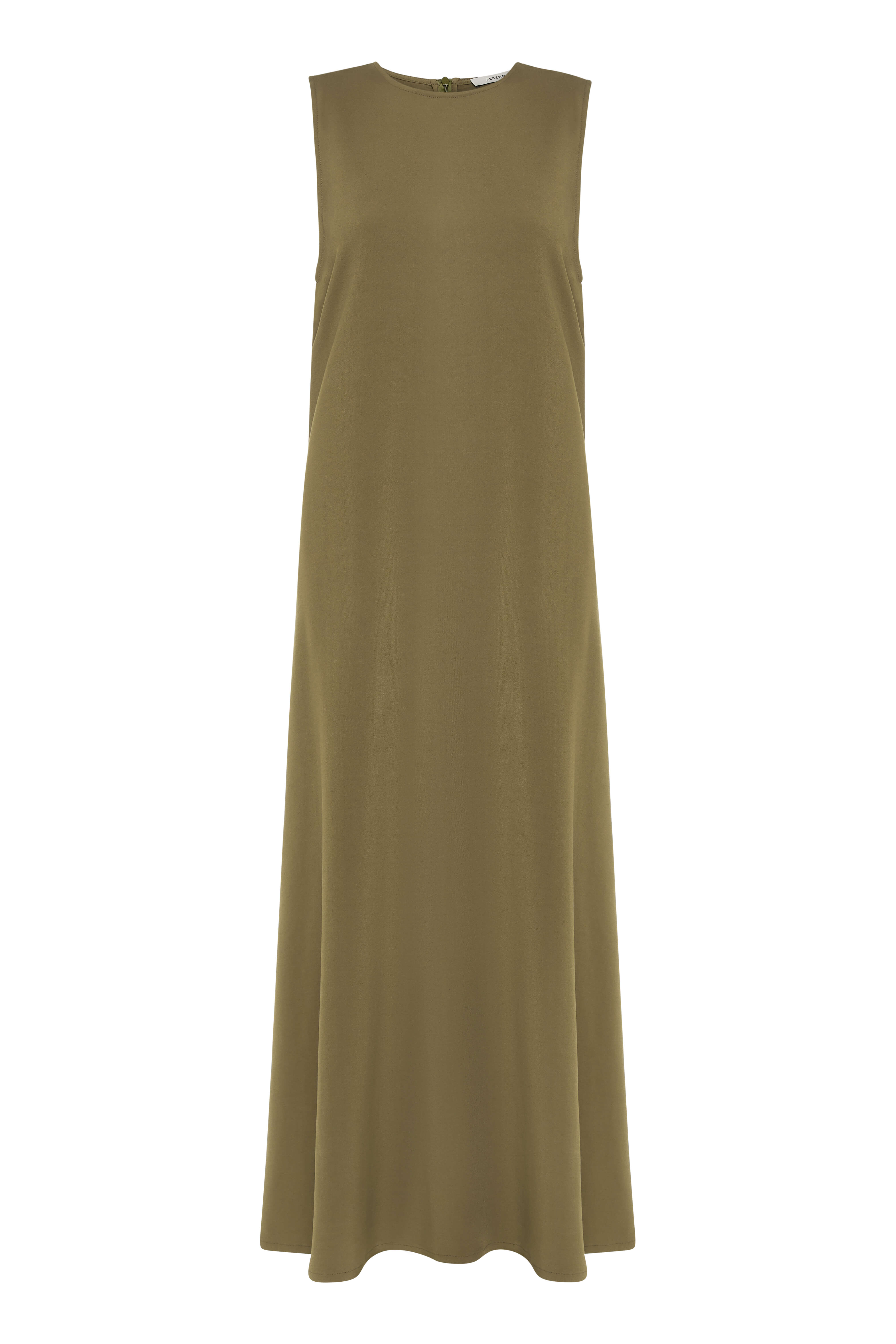 Tallin Khaki Viscose Crepe Dress