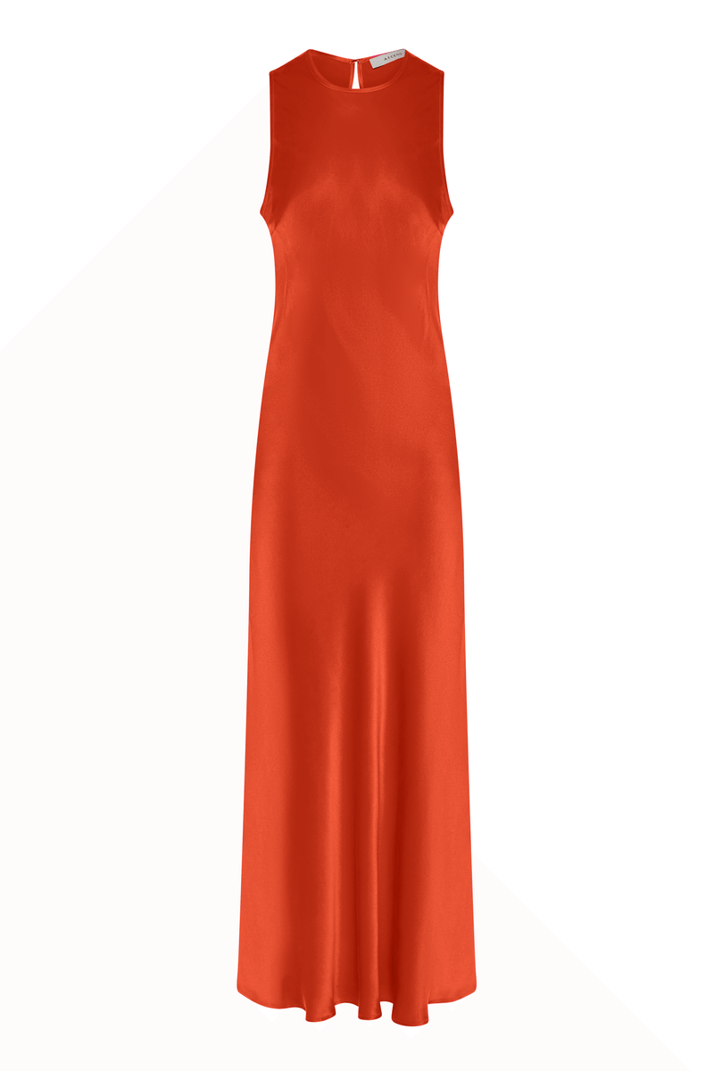 Valencia Dress Persimmon Silk Charmeuse