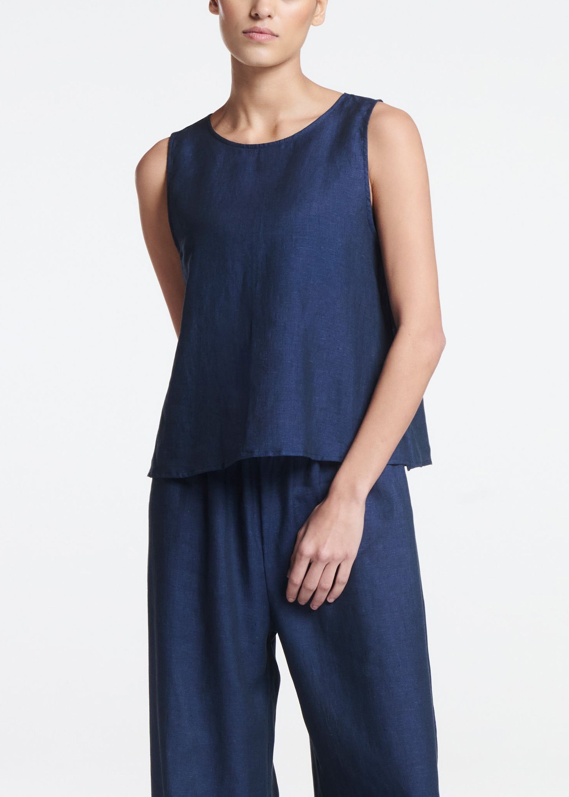 Sofia Top Ocean Navy Linen