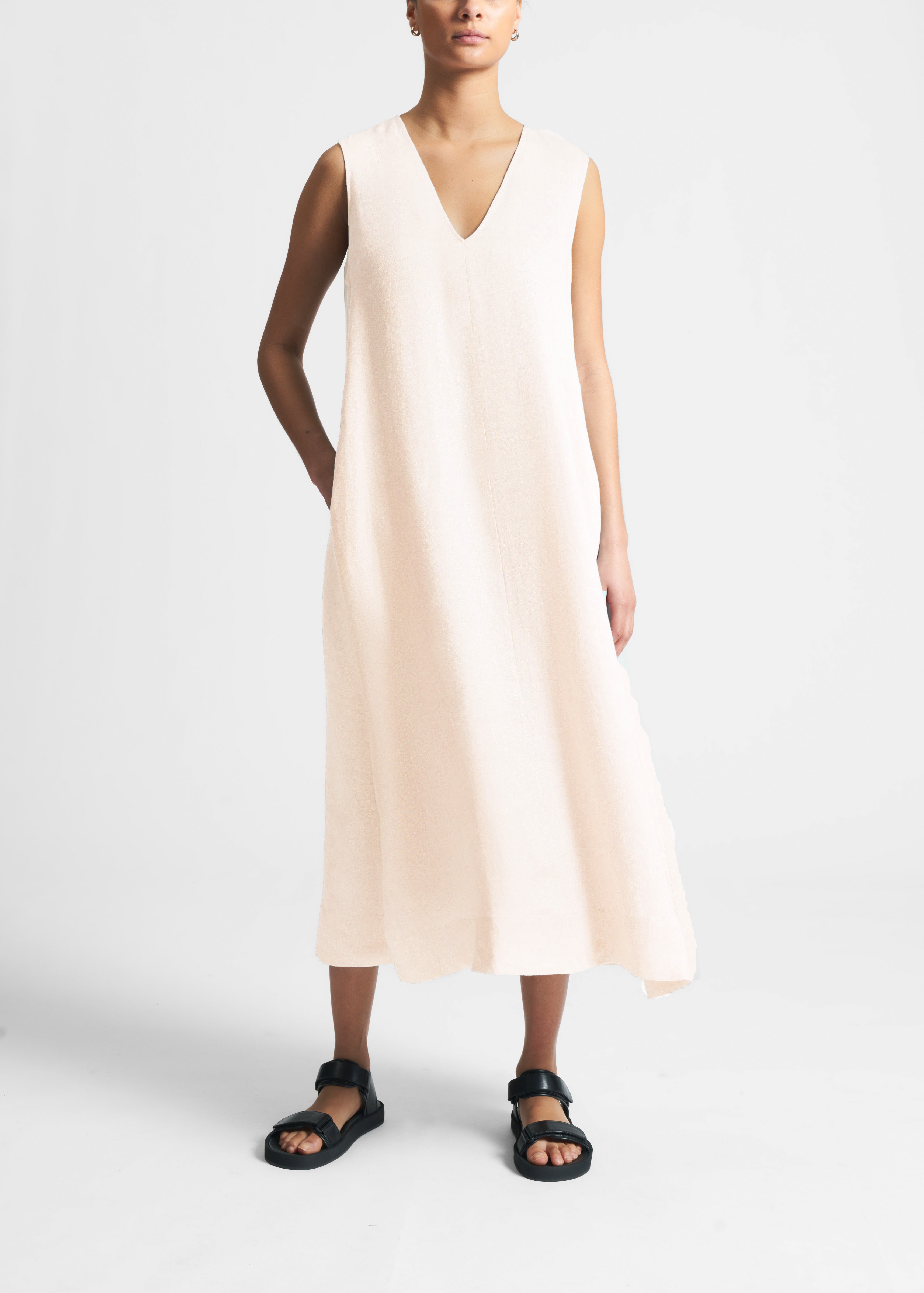 Nisha Dress Peach Linen