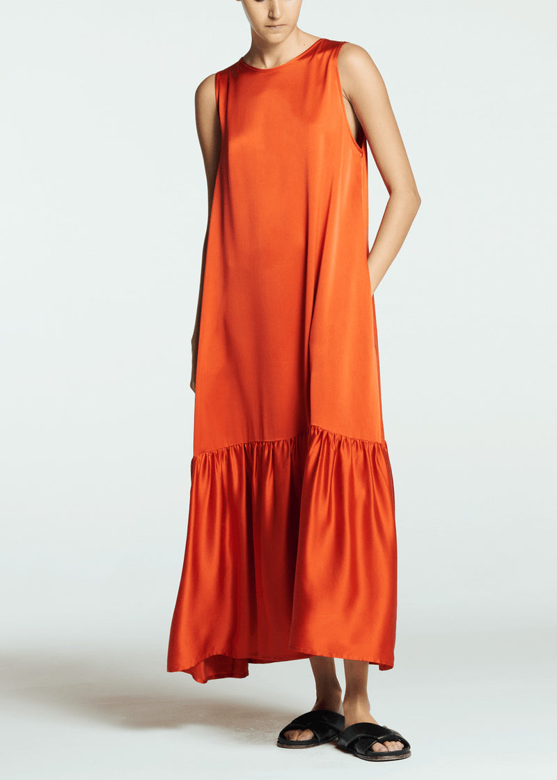 Rhea Dress Persimmon Silk Charmeuse