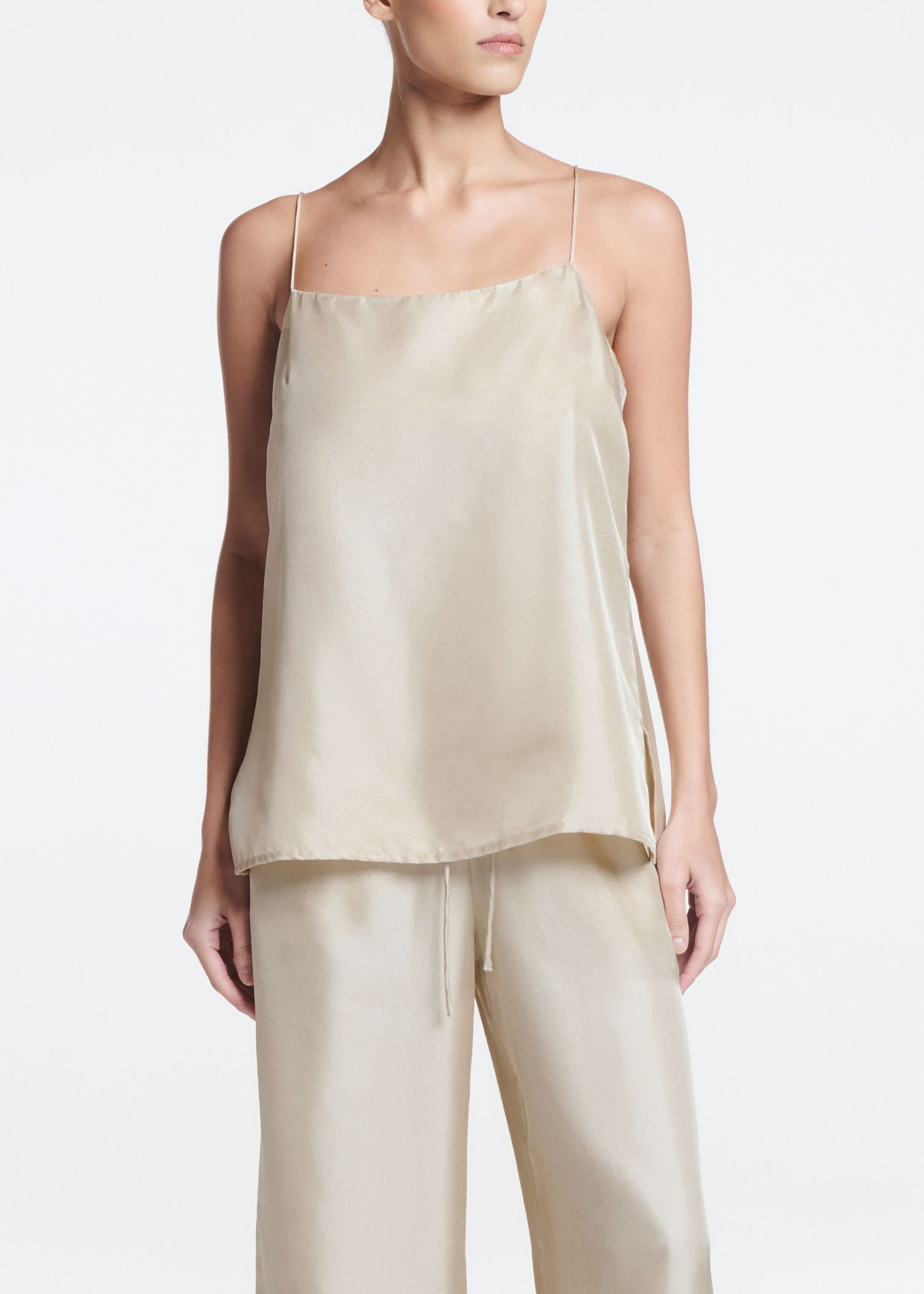 Tulum Cami Stone Silk Twill