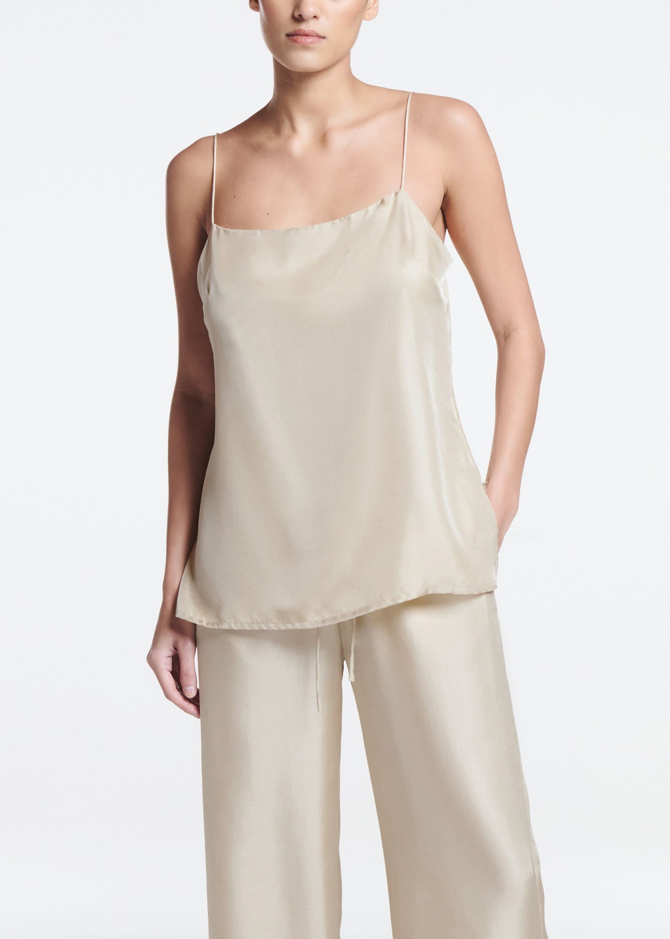 Tulum Cami Stone Silk Twill