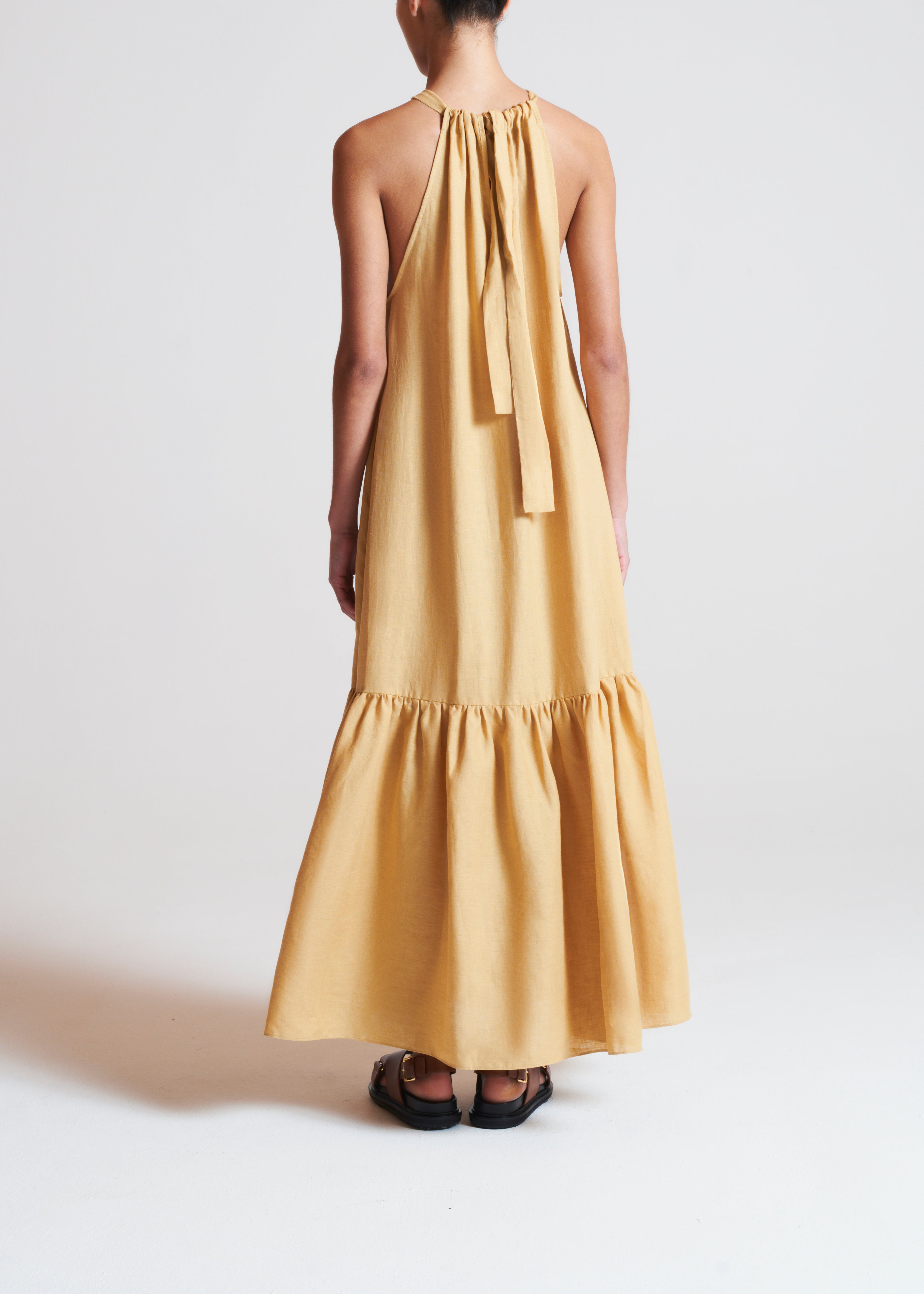 Rhea Dress Khaki Silk Twill